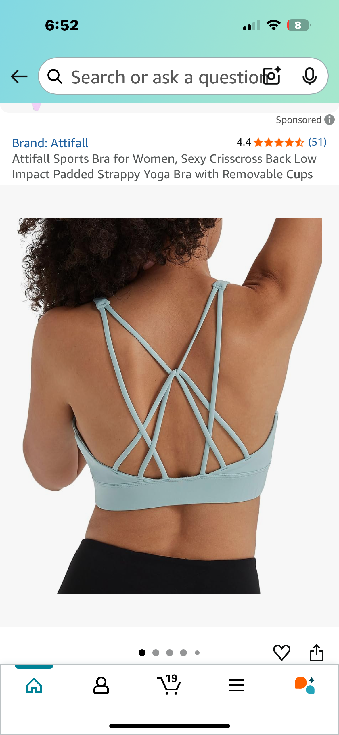 Attifall Sports Bra for Women, Sexy Crisscross Back, Low Impact Padded Strappy Yoga Bra  (Size 8)