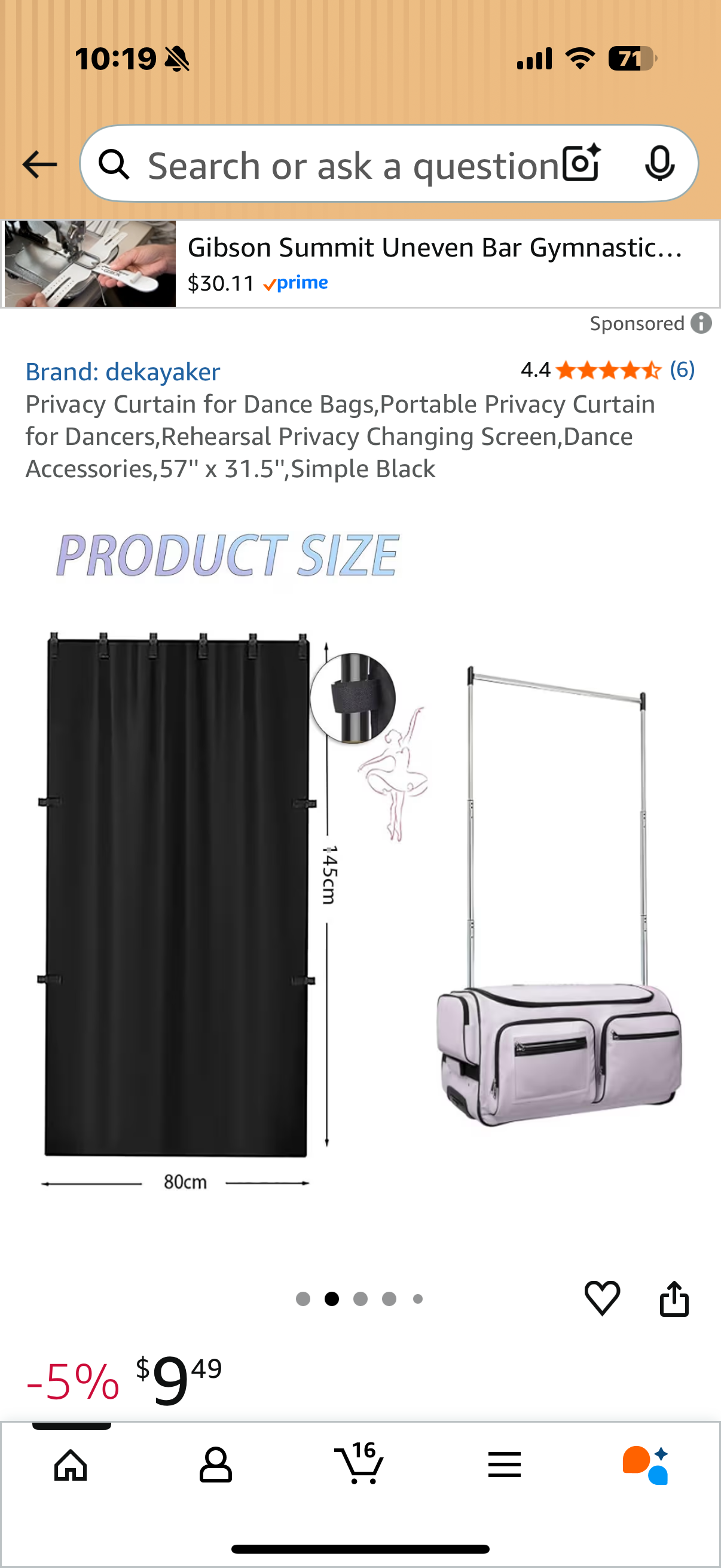 Privacy Curtain for Dance Bags,Portable Privacy Curtain for Dancers,Rehearsal Privacy Changing Screen,Dance Accessories,57'' x 31.5'',Simple Black