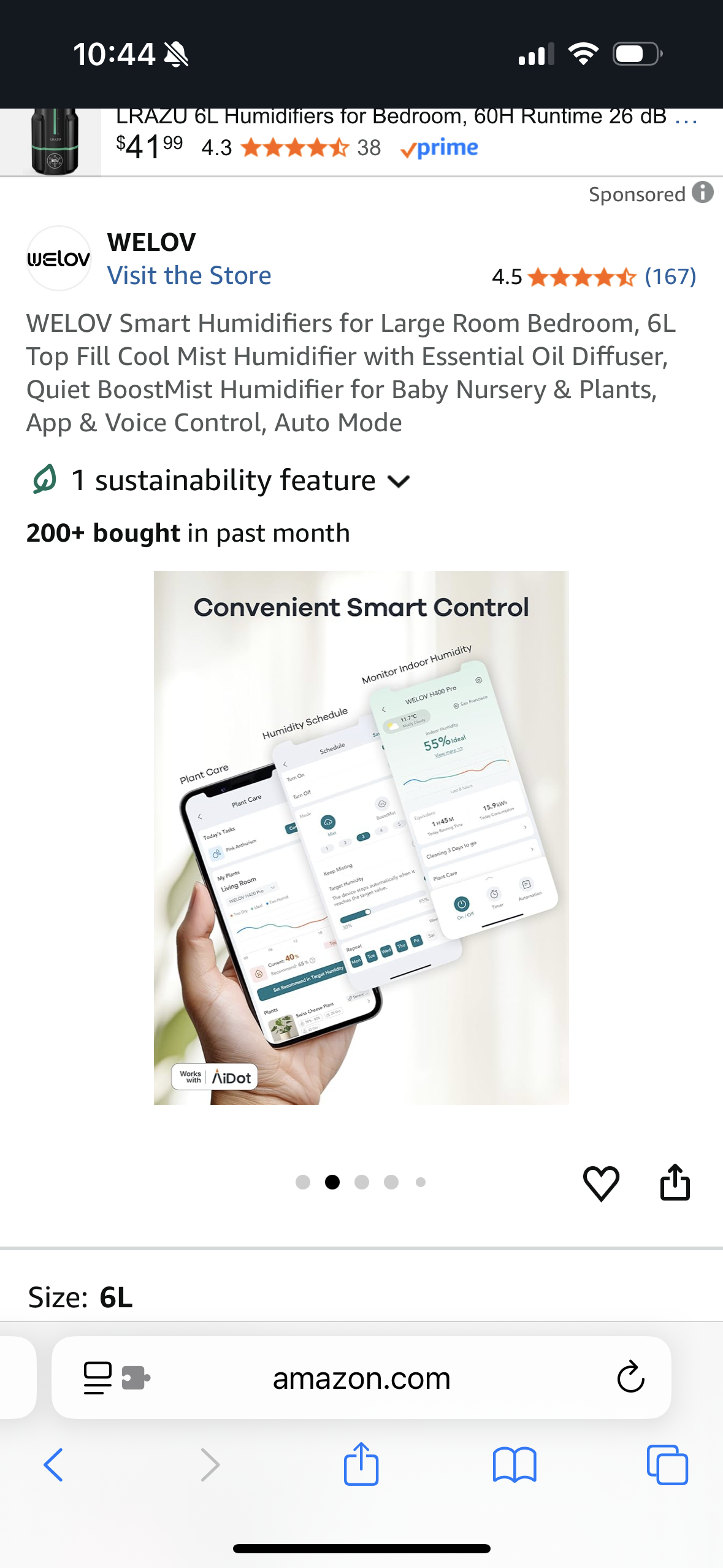 WELOV Smart Humidifiers for Large Room Bedroom, 6L Top Fill Cool Mist Humidifier with Essential Oil Diffuser, Quiet BoostMist Humidifier for Baby Nursery & Plants, App & Voice Control, Auto Mode