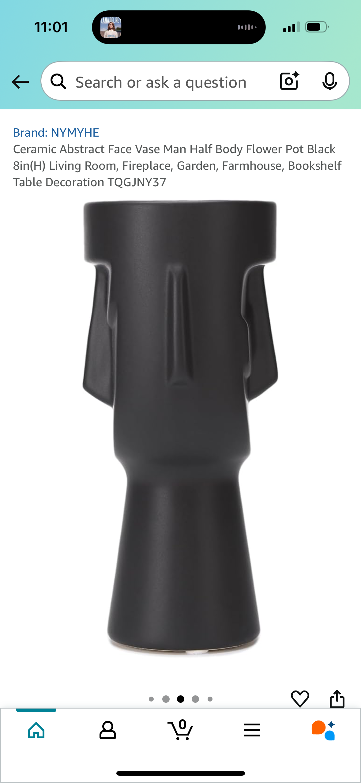 Ceramic Abstract Face Vase Man Half Body Flower Pot Black 8in(H) Living Room, Fireplace, Garden, Farmhouse, Bookshelf Table Decoration
