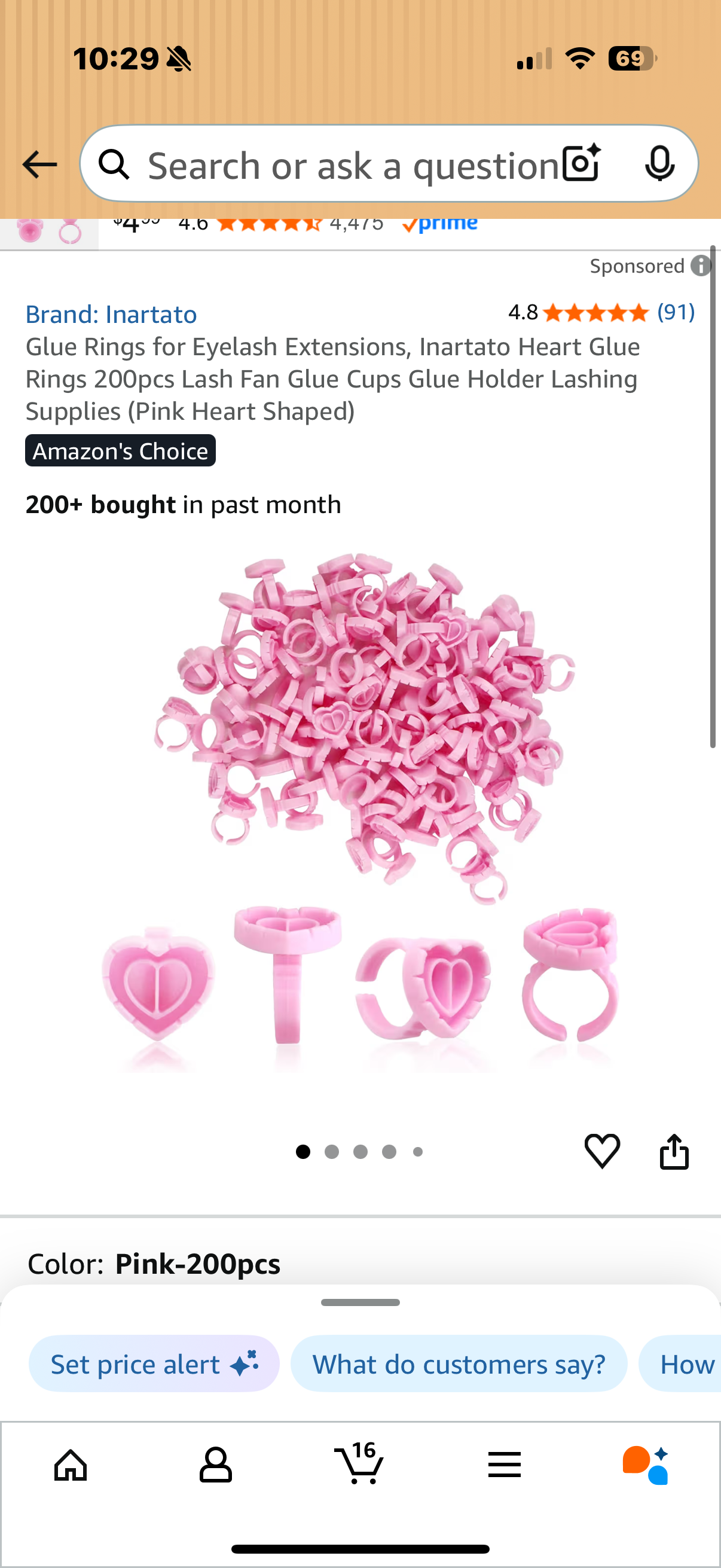 Glue Rings for Eyelash Extensions, Inartato Heart Glue Rings 200pcs Lash Fan Glue Cups Glue Holder Lashing Supplies (Pink Heart Shaped