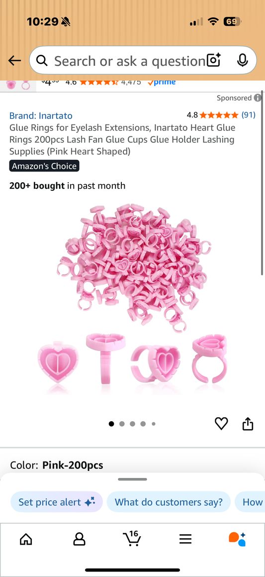 Glue Rings for Eyelash Extensions, Inartato Heart Glue Rings 200pcs Lash Fan Glue Cups Glue Holder Lashing Supplies (Pink Heart Shaped