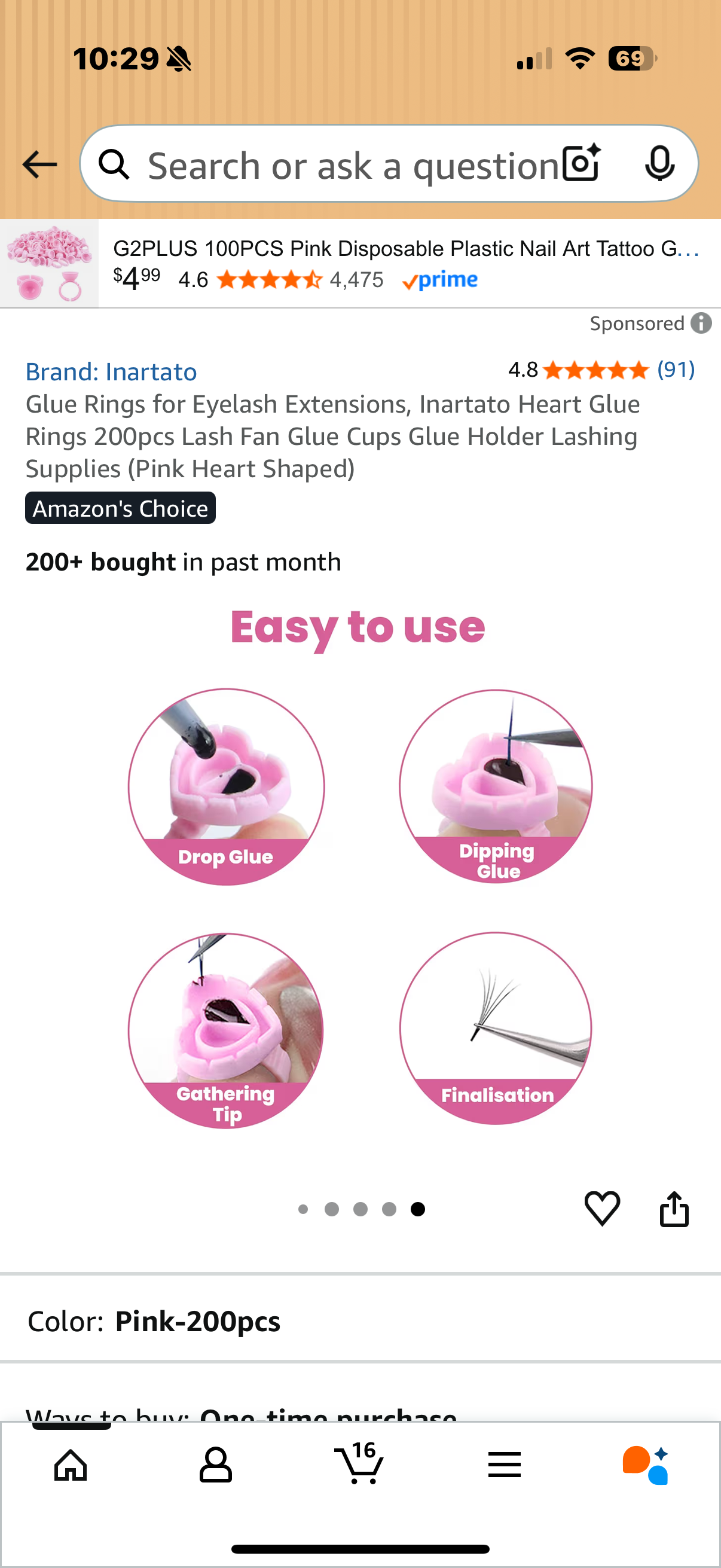 Glue Rings for Eyelash Extensions, Inartato Heart Glue Rings 200pcs Lash Fan Glue Cups Glue Holder Lashing Supplies (Pink Heart Shaped