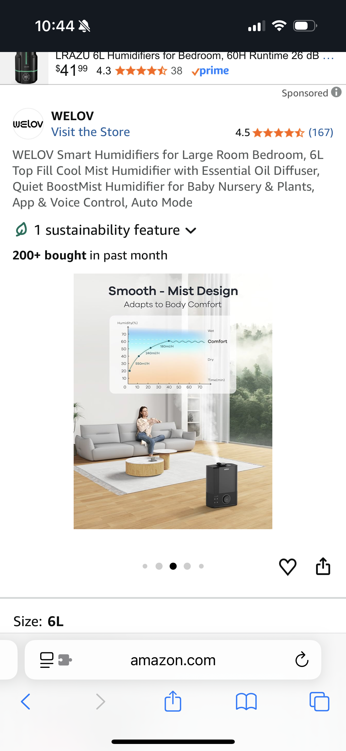 WELOV Smart Humidifiers for Large Room Bedroom, 6L Top Fill Cool Mist Humidifier with Essential Oil Diffuser, Quiet BoostMist Humidifier for Baby Nursery & Plants, App & Voice Control, Auto Mode