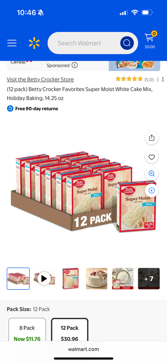 (12 pack) Betty Crocker Favorites Super Moist White Cake Mix, Holiday Baking, 14.25 oz