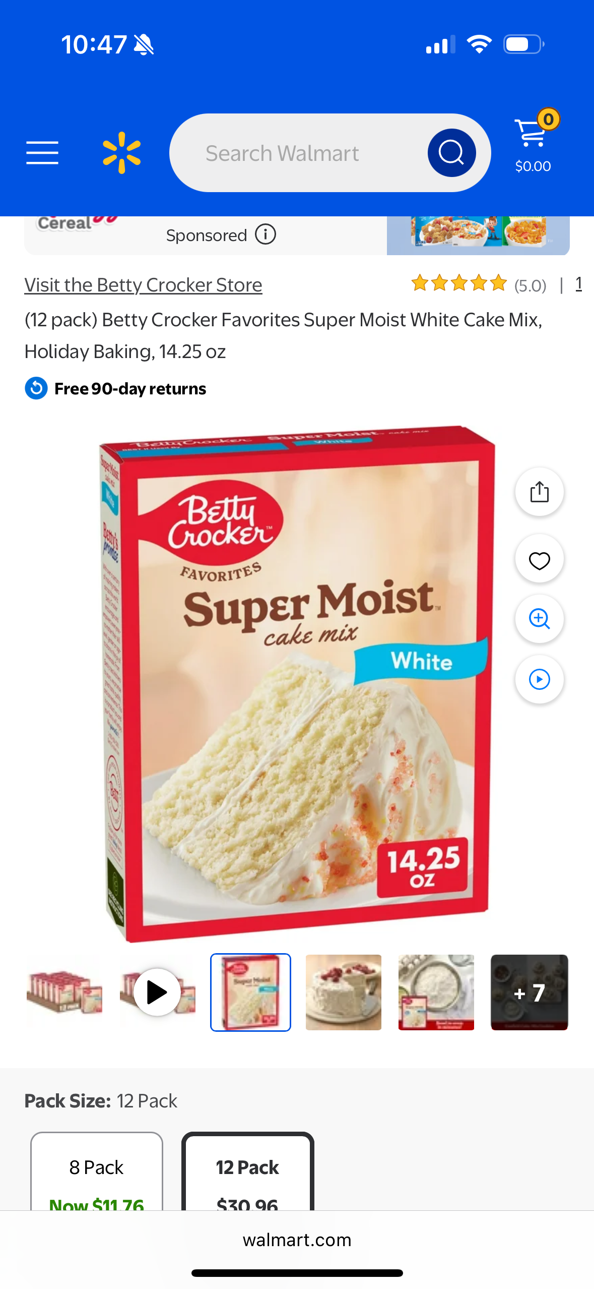 (12 pack) Betty Crocker Favorites Super Moist White Cake Mix, Holiday Baking, 14.25 oz