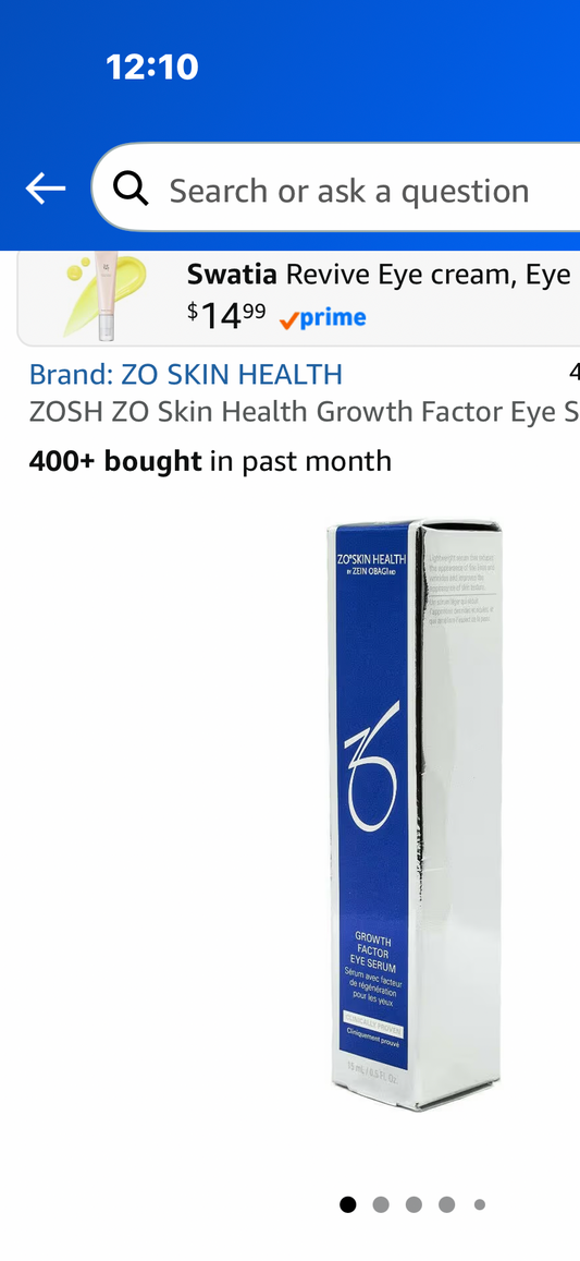 ZOSH ZO Luxury Skin Health Growth Factor Eye Serum, 0.5 Fl Oz