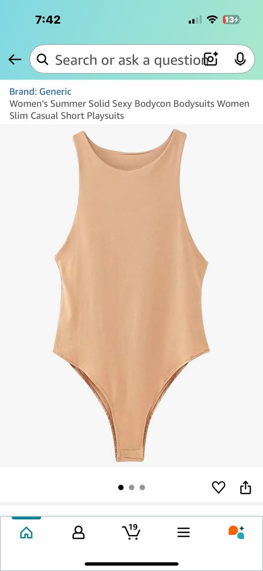 Women's Summer Solid Sexy Bodycon Bodysuits Women Slim Casual Short Playsuits (Size XL)