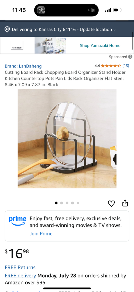 Cutting Board Rack Chopping Board Organizer Stand Holder Kitchen Countertop Pots Pan Lids Rack Organizer Flat Steel 8.46 x 7.09 x 7.87 in. Black