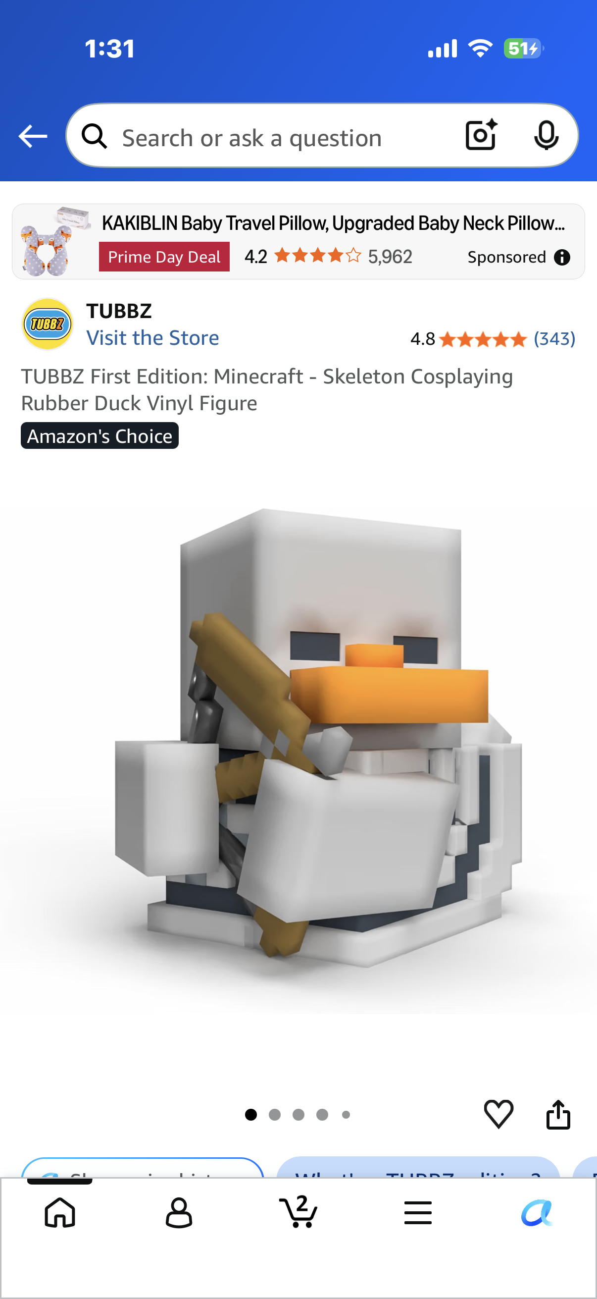 TUBBZ First Edition: Minecraft - Skeleton Cosplaying Rubber Duck Vinyl Figure