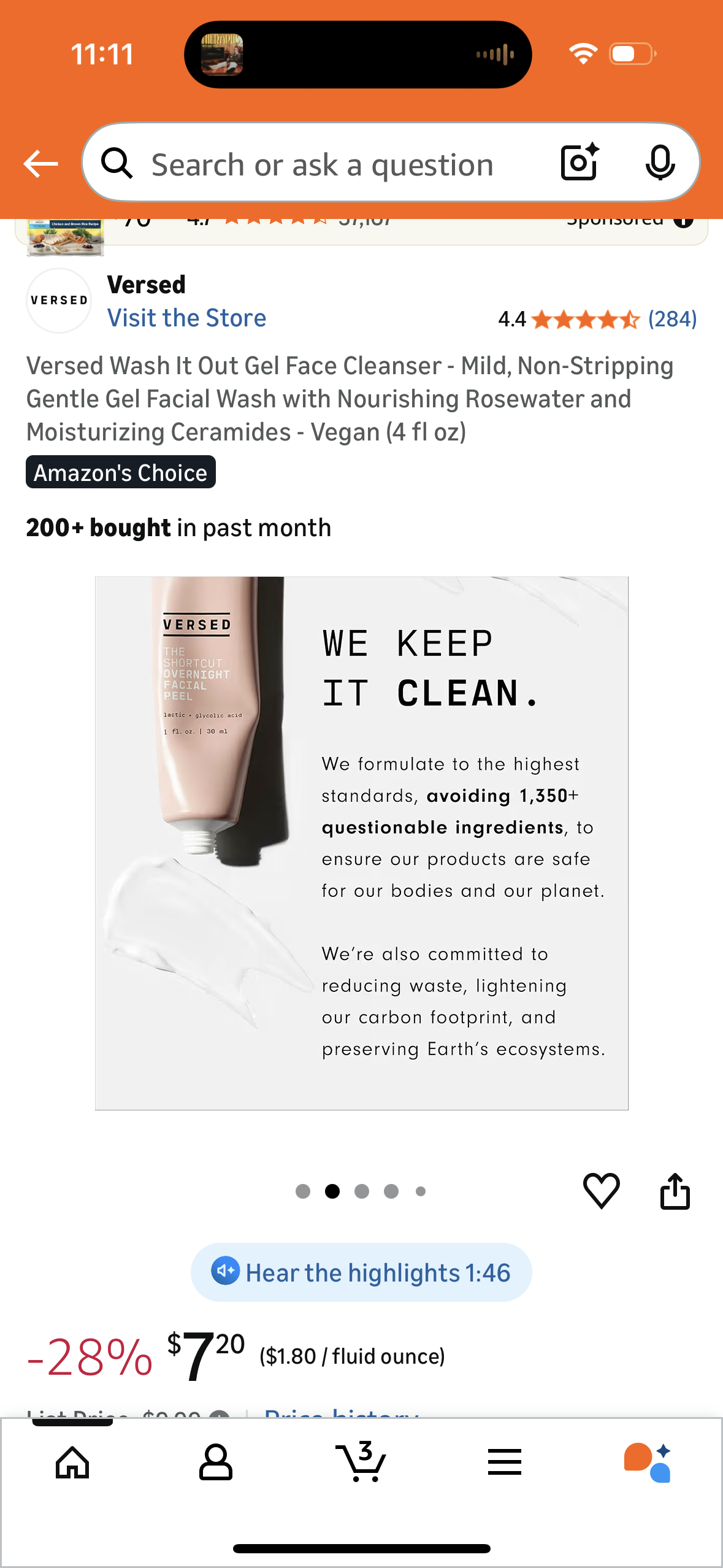 Versed Wash It Out Gel Face Cleanser - Mild, Non-Stripping Gentle Gel Facial Wash with Nourishing Rosewater and Moisturizing Ceramides - Vegan (4 fl oz)