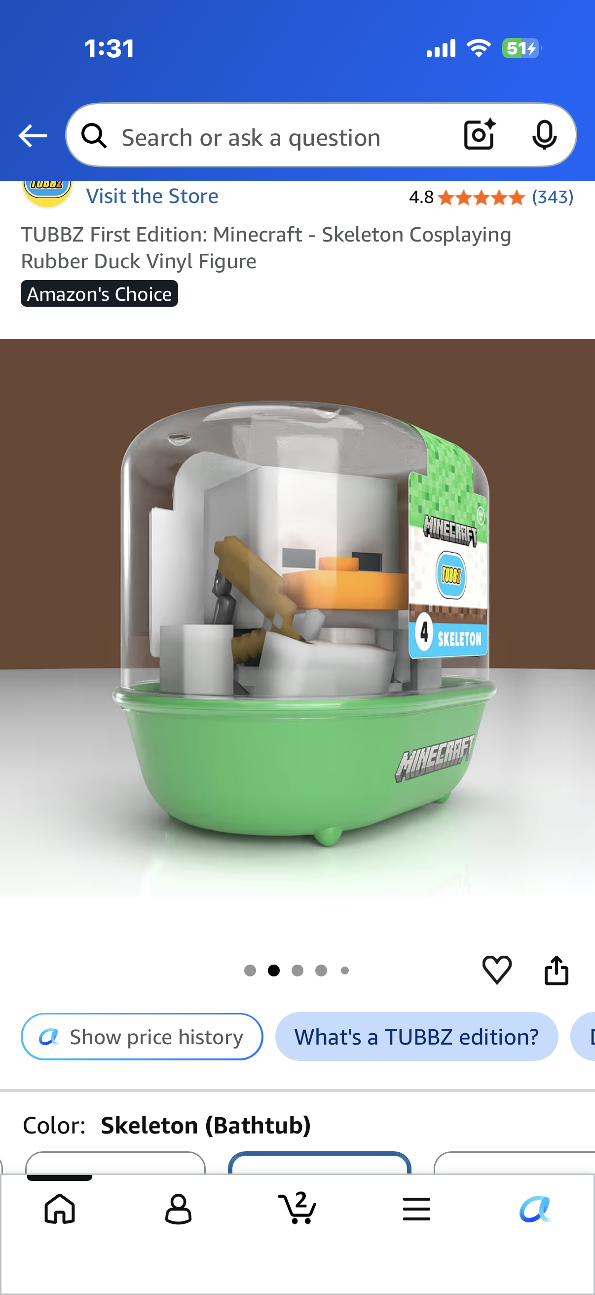 TUBBZ First Edition: Minecraft - Skeleton Cosplaying Rubber Duck Vinyl Figure