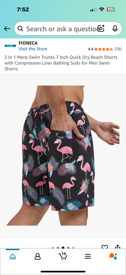 2 in 1 Mens Swim Trunks 7 Inch Quick Dry Beach Shorts with Compression Liner Bathing Suits for Men Swim Shorts (Size XL)
