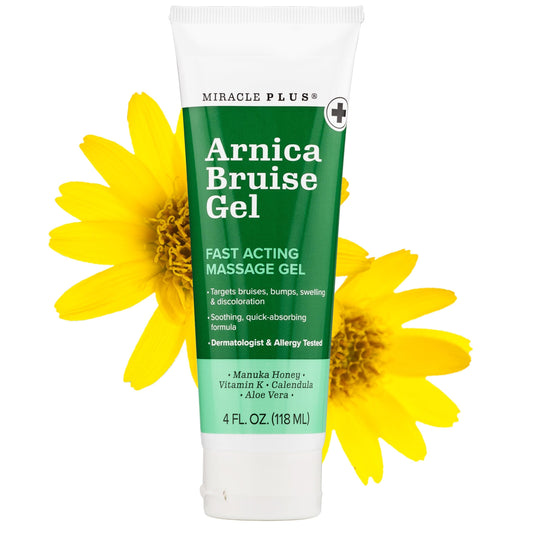 Miracle Plus Natural Arnica Bruise Body Gel | Arnica Montana Lotion For Thin Skin Bruising And Swelling After Surgery | Extra Strength Vitamin K Cream | Skin Care Ointment For Bruises
