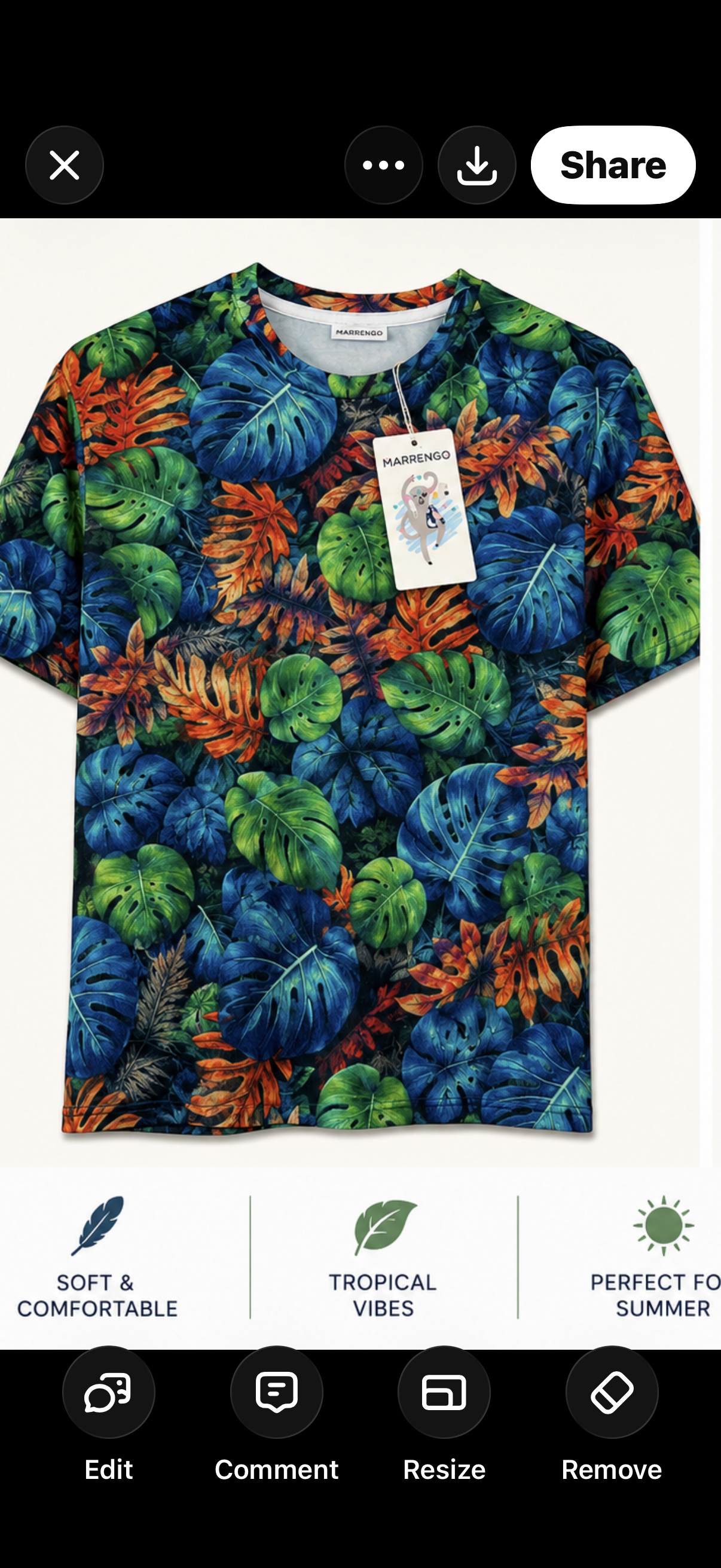 Marrengo Monstera Print Top (Size Small)