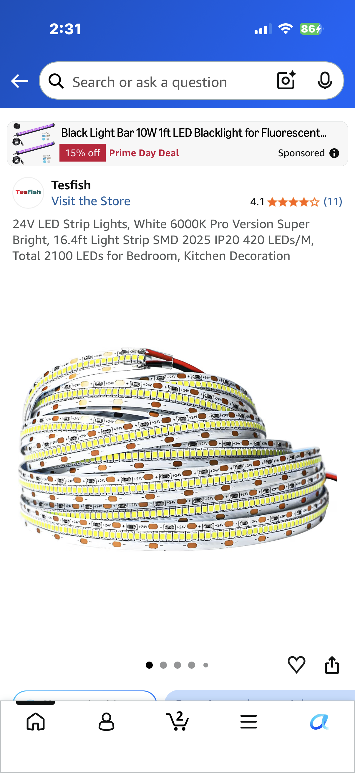 24V LED Strip Lights, White 6000K Pro Version Super Bright, 16.4ft Light Strip SMD 2025 IP20 420 LEDs/M, Total 2100 LEDs for Bedroom, Kitchen Decoration