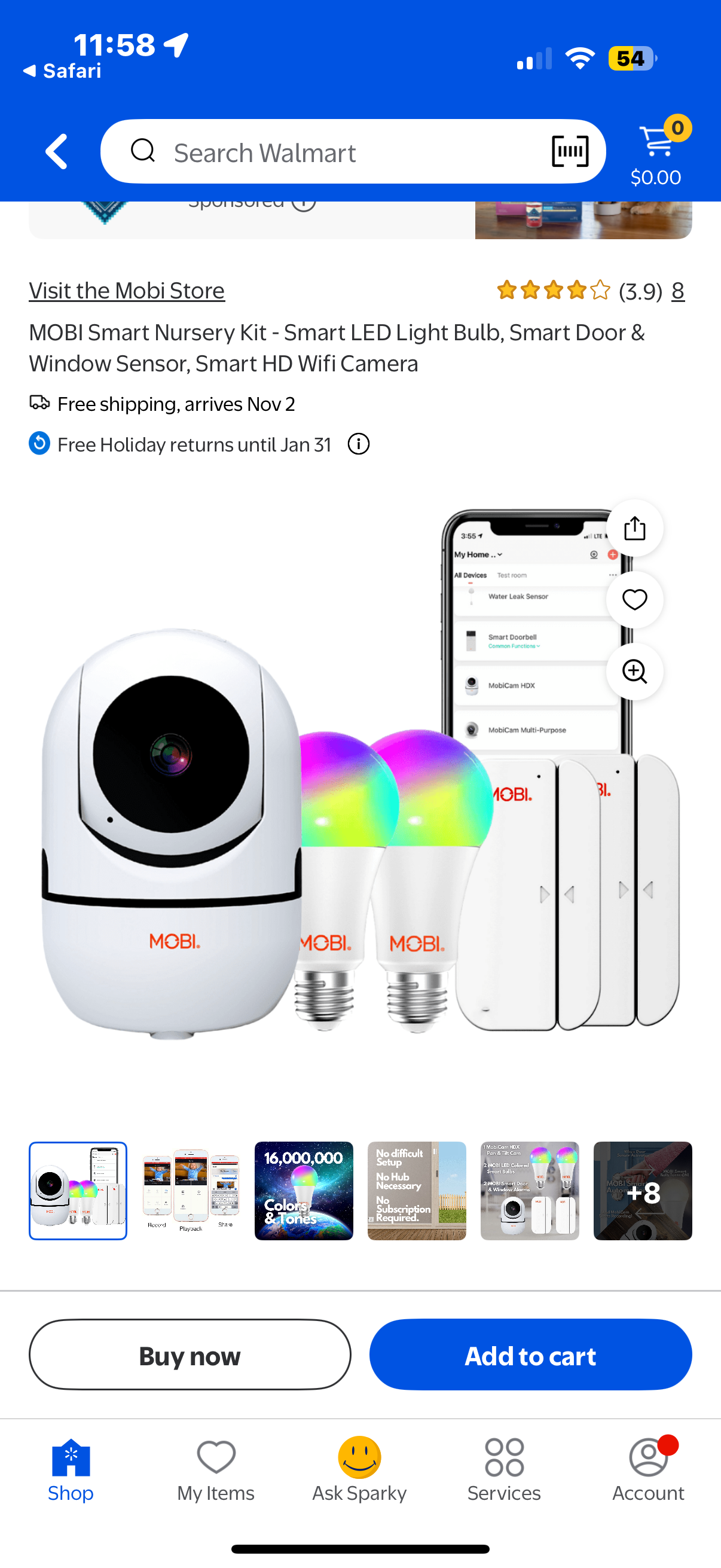 MOBI Smart Nursery Kit Baby Video Monitor Camera, Wi-fi Accessories Smart Nursery Kit Baby Video Monitor Camera, Wi-fi Accessories Powerful HD Night Vision Including Sensors & Led Light Bulbs Kit