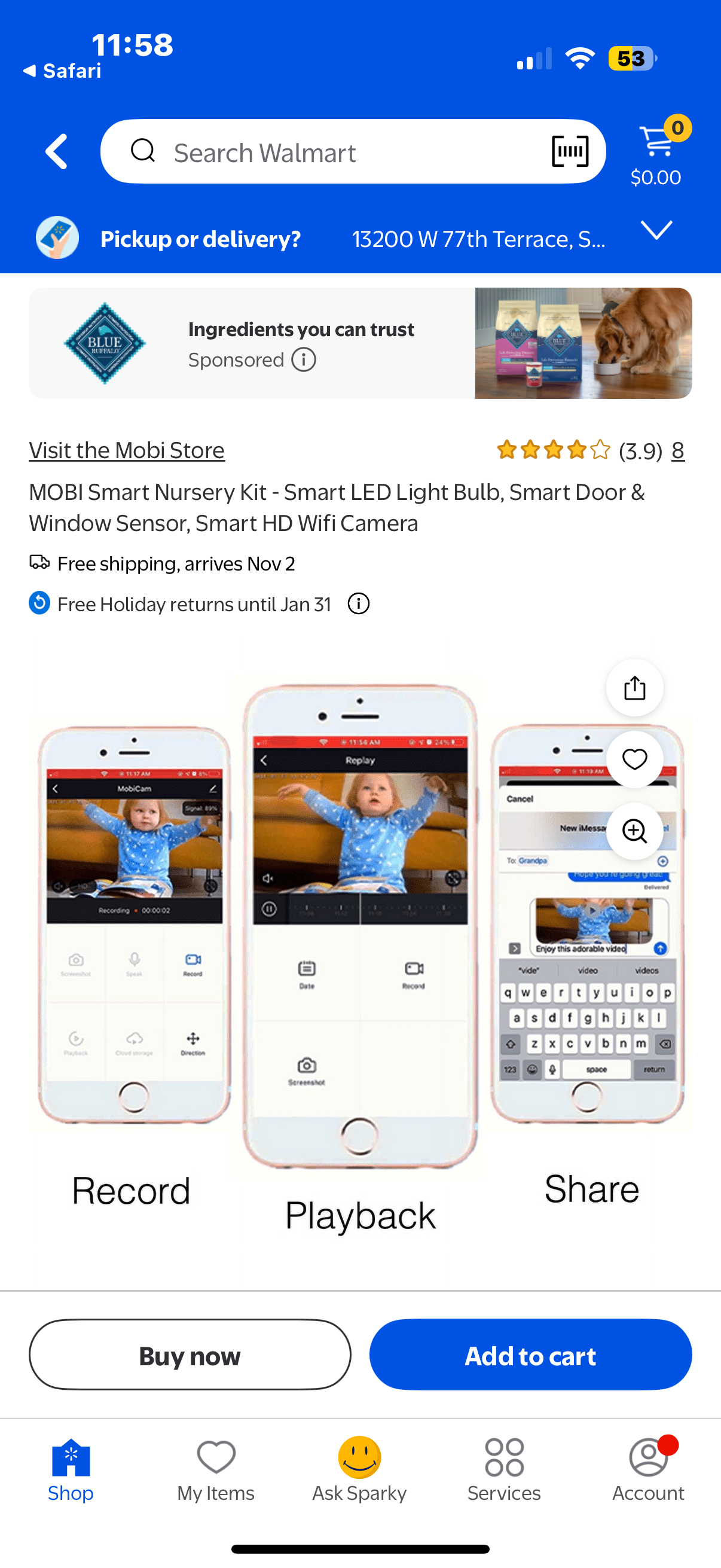 MOBI Smart Nursery Kit Baby Video Monitor Camera, Wi-fi Accessories Smart Nursery Kit Baby Video Monitor Camera, Wi-fi Accessories Powerful HD Night Vision Including Sensors & Led Light Bulbs Kit