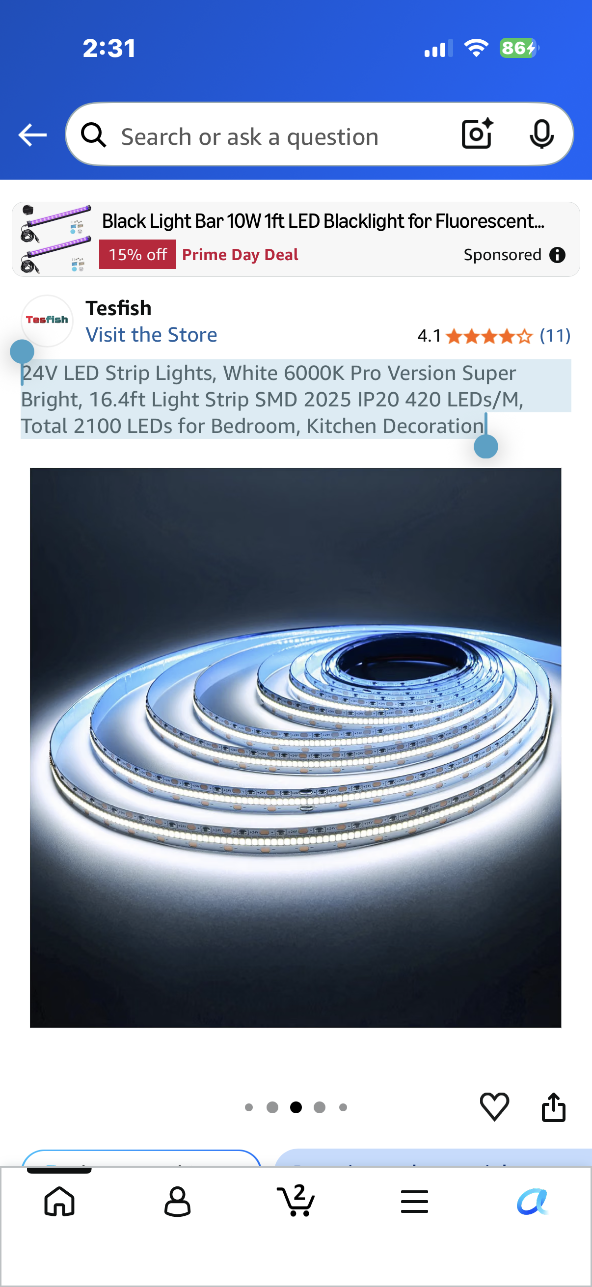 24V LED Strip Lights, White 6000K Pro Version Super Bright, 16.4ft Light Strip SMD 2025 IP20 420 LEDs/M, Total 2100 LEDs for Bedroom, Kitchen Decoration