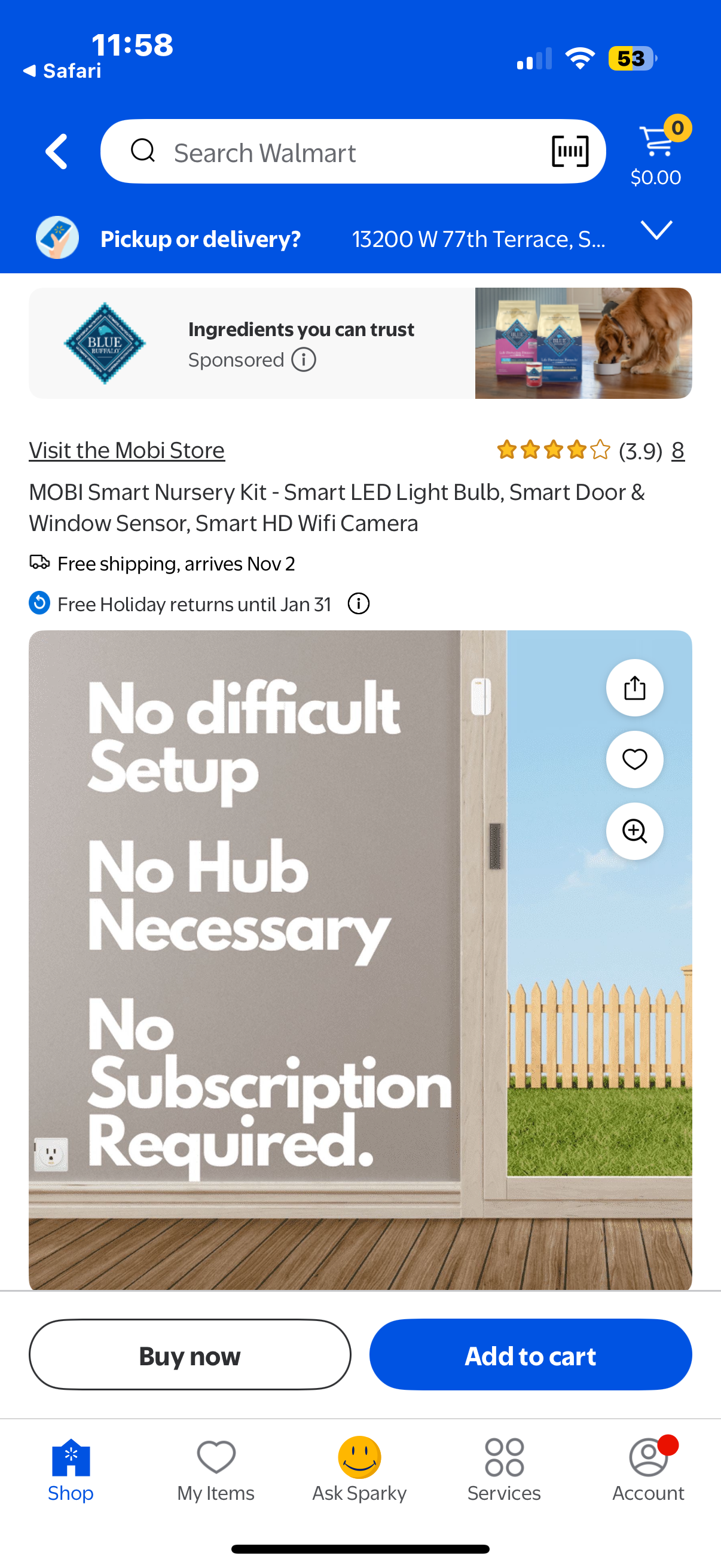 MOBI Smart Nursery Kit Baby Video Monitor Camera, Wi-fi Accessories Smart Nursery Kit Baby Video Monitor Camera, Wi-fi Accessories Powerful HD Night Vision Including Sensors & Led Light Bulbs Kit