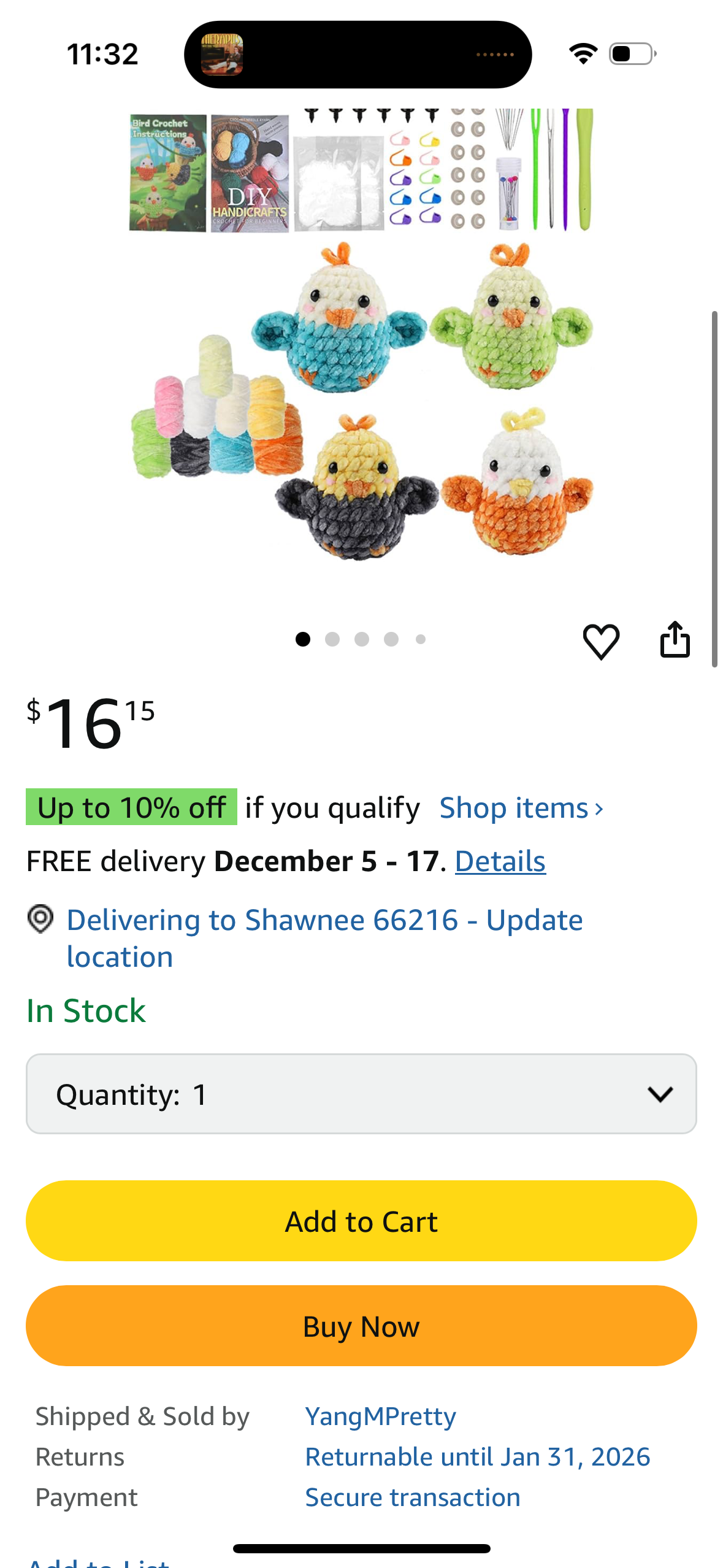 Bird Crochet Set for Beginner with Step-by-Step Video Tutorial Instruction Bird Crochet Knitting Supply for Kid Adult