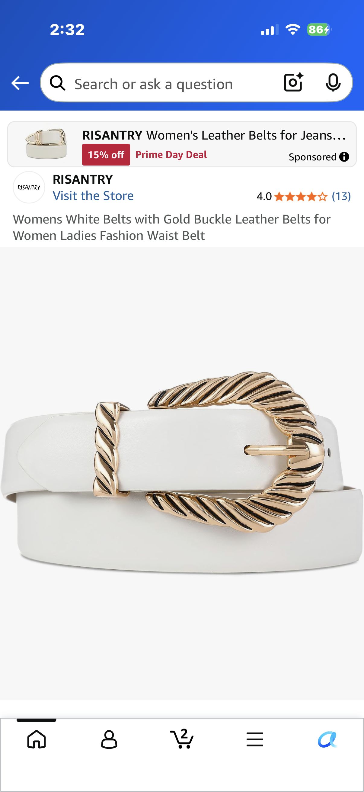 Womens White Belts with Gold Buckle Leather Belts for Women Ladies Fashion Waist Belt (Size XL)