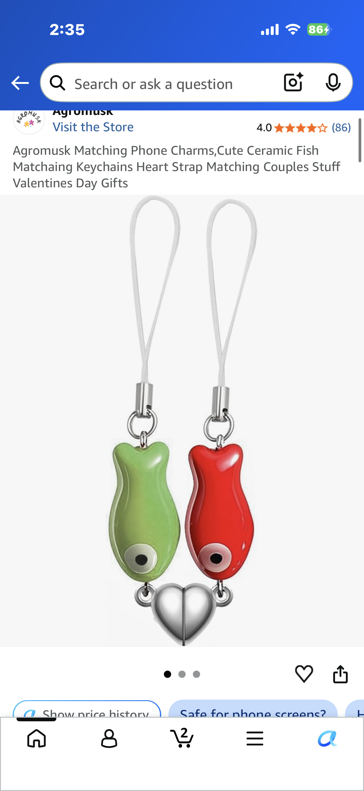 Agromusk Matching Phone Charms,Cute Ceramic Fish Matchaing Keychains Heart Strap Matching Couples Stuff Valentines Day Gifts