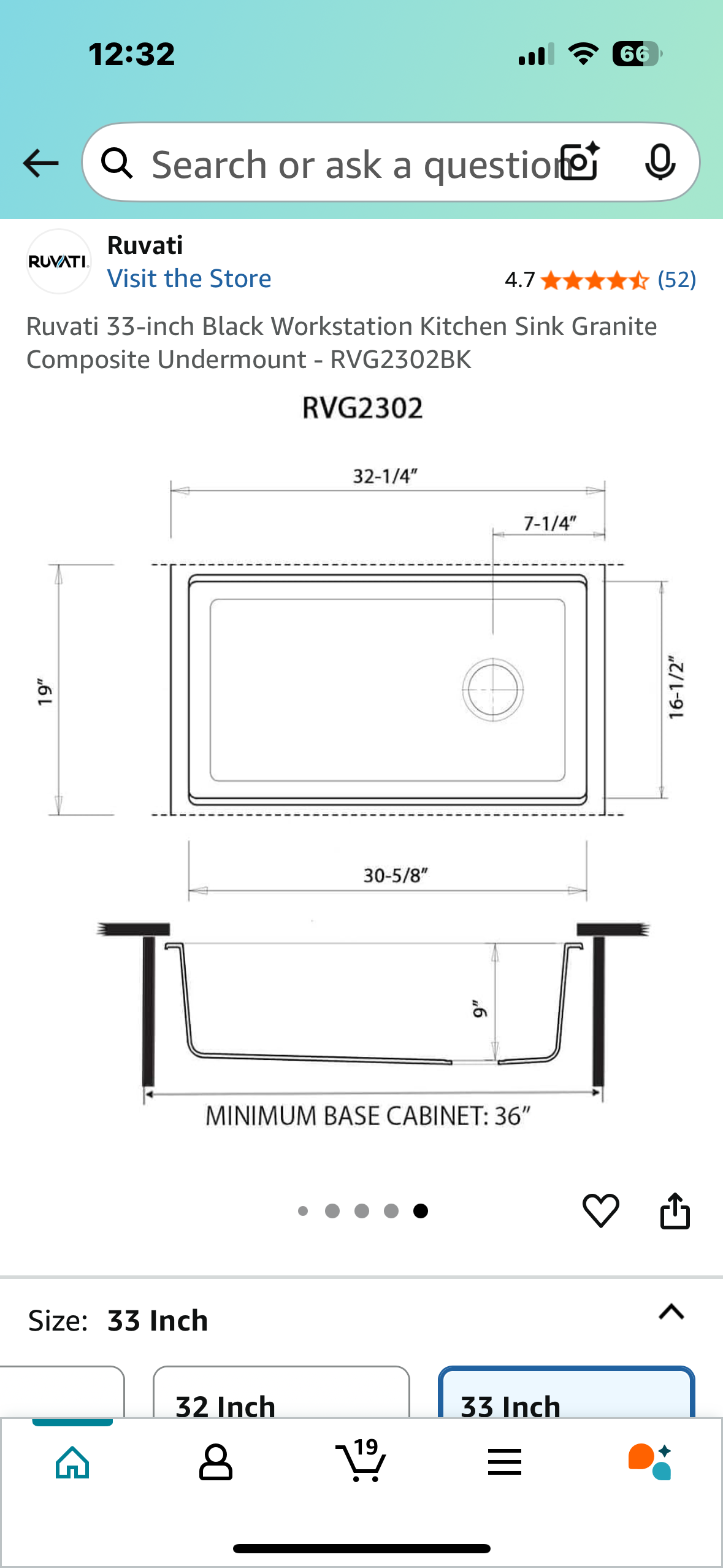 Ruvati 33-inch Black Workstation Kitchen Sink Granite Composite Undermount - RVG2302BK (B966)