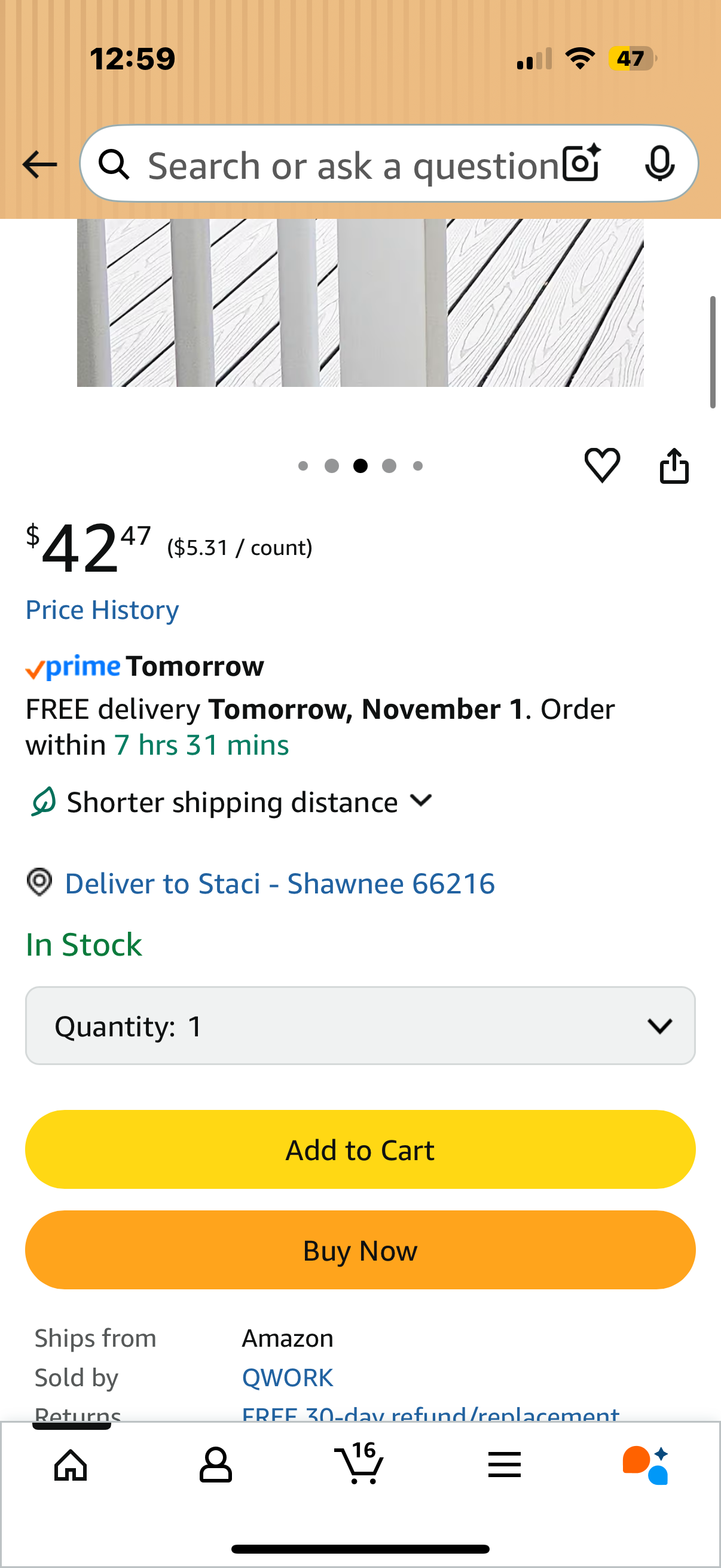 QWORK Vinyl Fence Post Cap, 8 Pack 5" x 5" PVC Square Fence Post Top Cover, New England Pyramid Style, for Mailbox, Lamp Post, Deck, Dock, Piling Caps, White