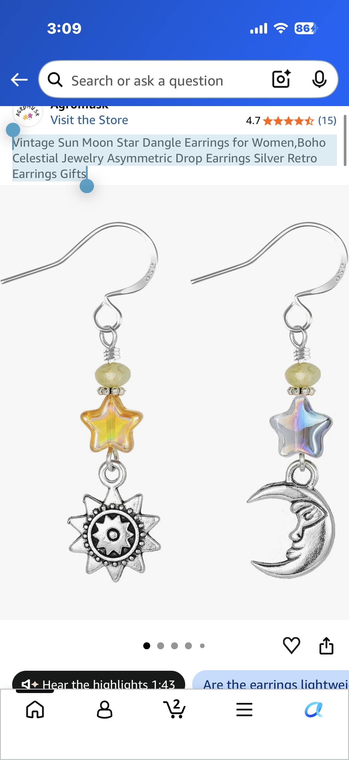 Vintage Sun Moon Star Dangle Earrings for Women,Boho Celestial Jewelry Asymmetric Drop Earrings Silver Retro Earrings Gifts