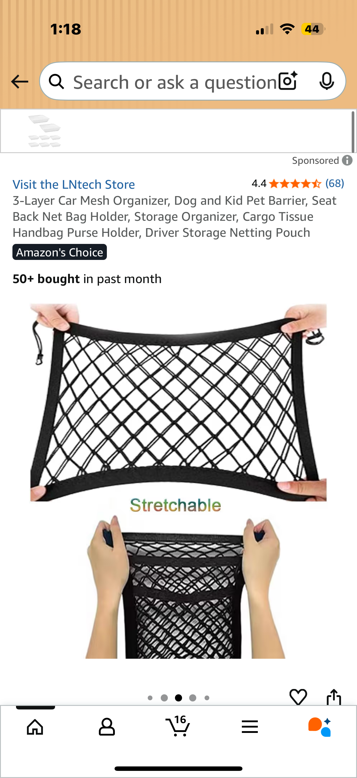 3-Layer Car Mesh Organizer, Dog and Kid Pet Barrier, Seat Back Net Bag Holder, Storage Organizer, Cargo Tissue Handbag Purse Holder, Driver Storage Netting Pouch