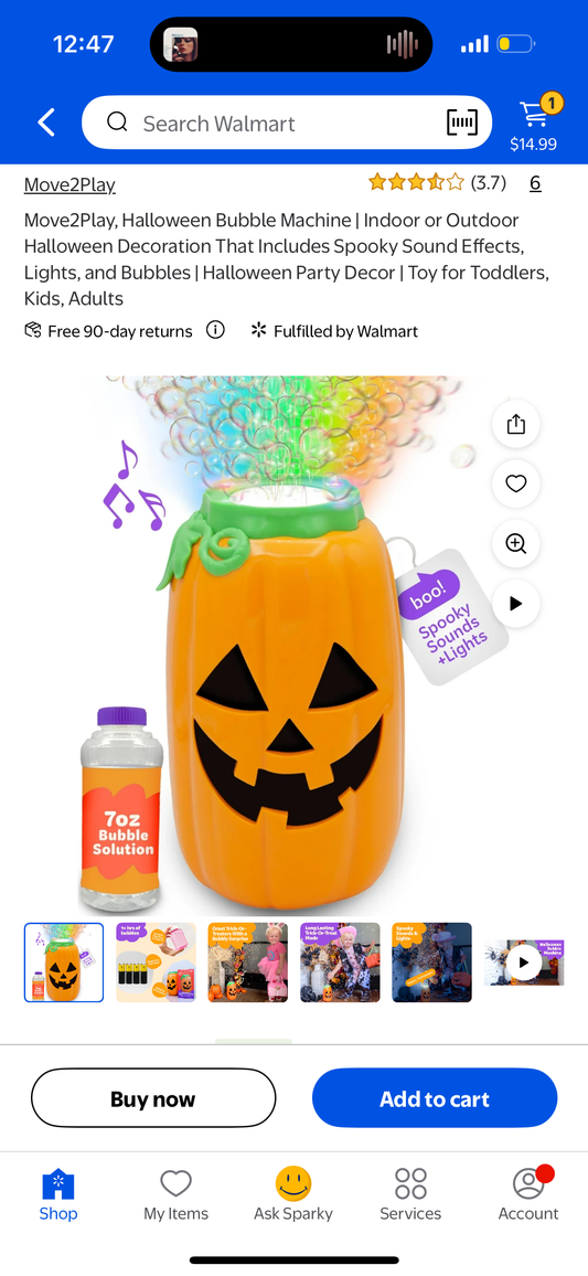 Move2Play, Halloween Bubble Machine | Indoor or Outdoor Halloween Decoration That Includes Spooky Sound Effects, Lights, and Bubbles | Halloween Party Decor | Toy for Toddlers, Kids, Adults