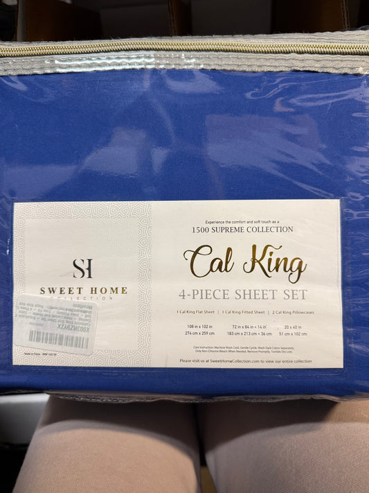 Sweet Home Collection Cal King Size Bed Sheets - 6 Piece 1500 Thread Count Fine Brushed Microfiber Deep Pocket Set - Extra Pillow Cases, Great Value, California King Size