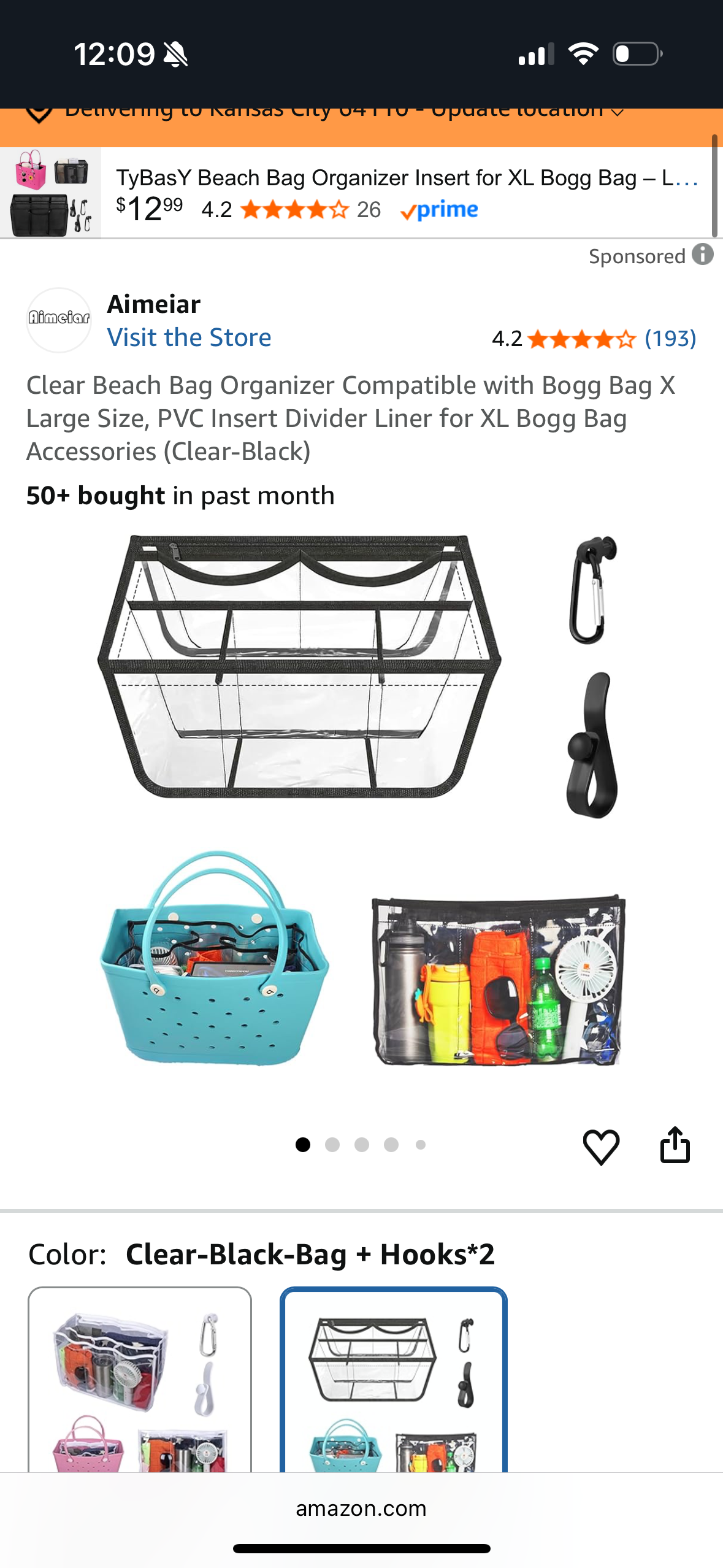 Clear Bogg Bag Organizer Compatible with Bogg Bag X Large Size, PVC Insert Divider Liner for XL Bogg Bag Accessories (Clear-Black)