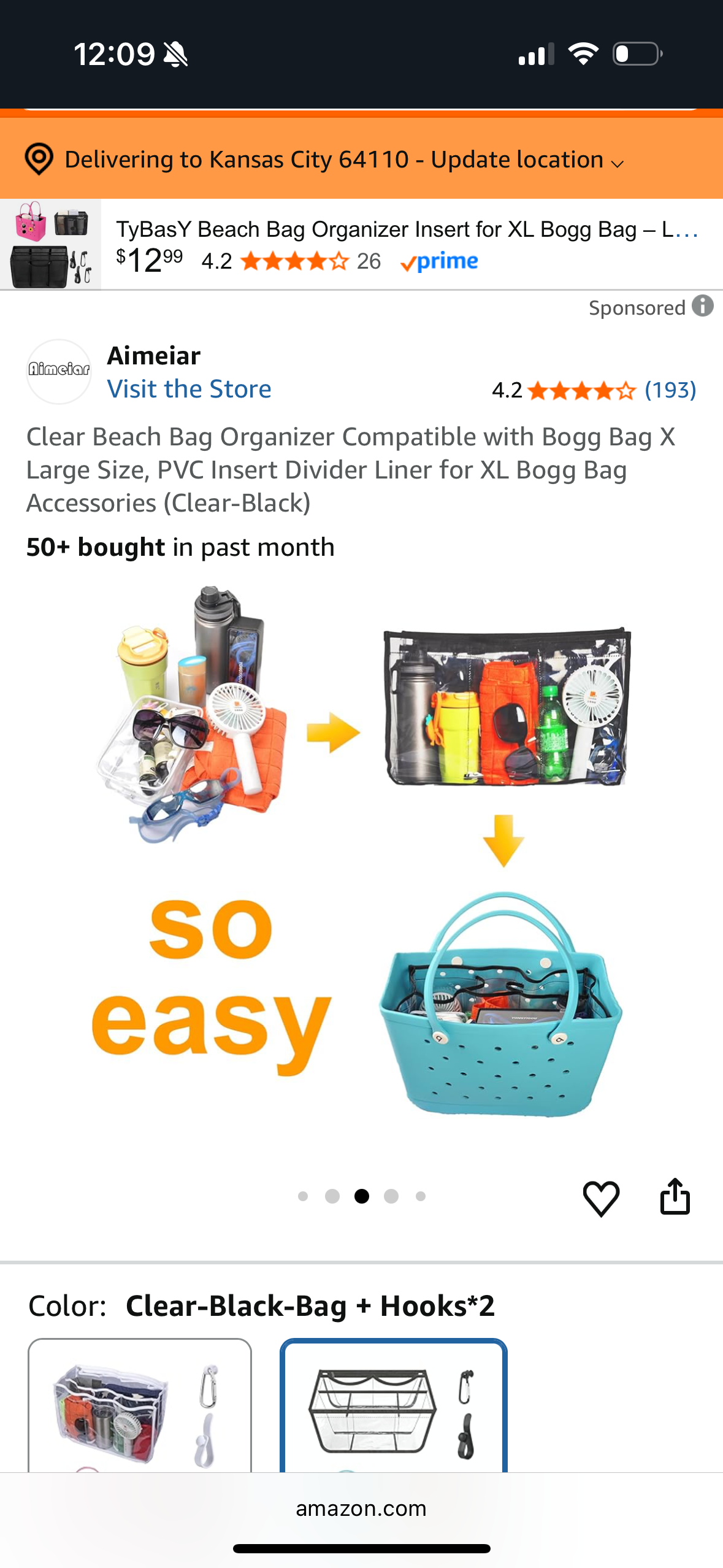 Clear Bogg Bag Organizer Compatible with Bogg Bag X Large Size, PVC Insert Divider Liner for XL Bogg Bag Accessories (Clear-Black)