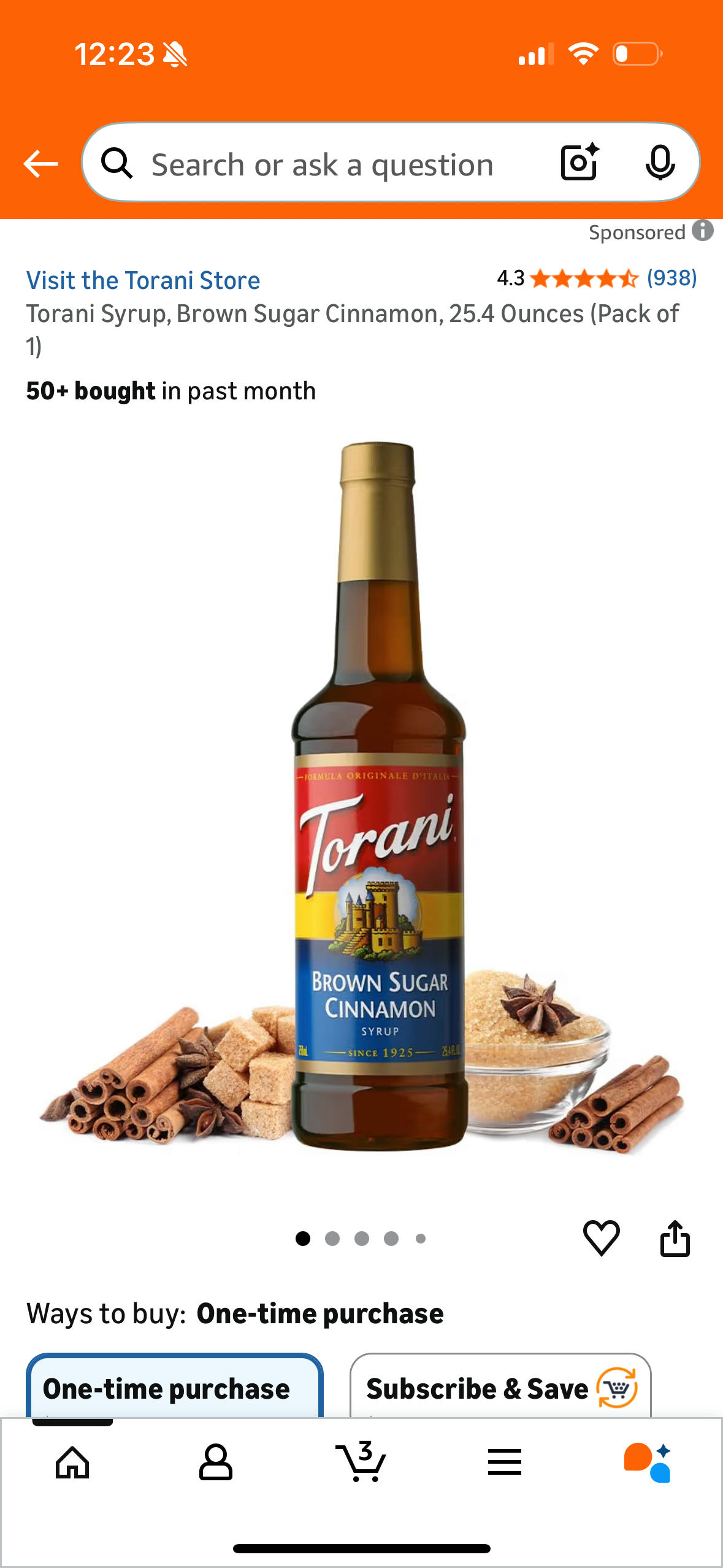Torani Syrup, Brown Sugar Cinnamon, 25.4 Ounces (Pack of 1)