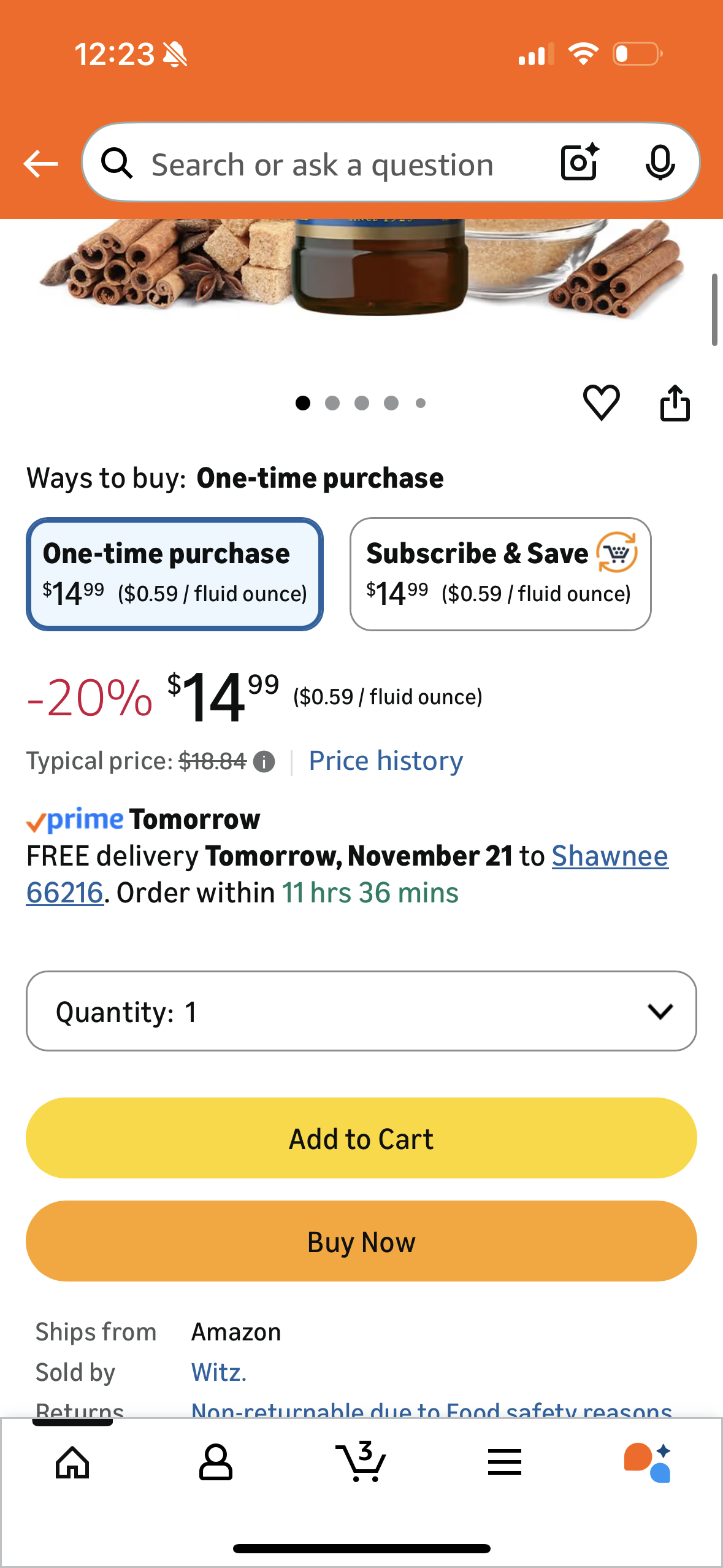 Torani Syrup, Brown Sugar Cinnamon, 25.4 Ounces (Pack of 1)