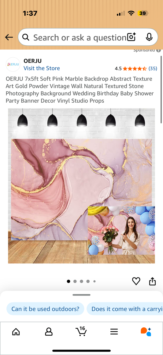 OERJU 7x5ft Soft Pink Marble Backdrop Abstract Texture Art Gold Powder Vintage Wall Natural Textured Stone Photography Background Wedding Birthday Baby Shower Party Banner Decor Vinyl Studio Props