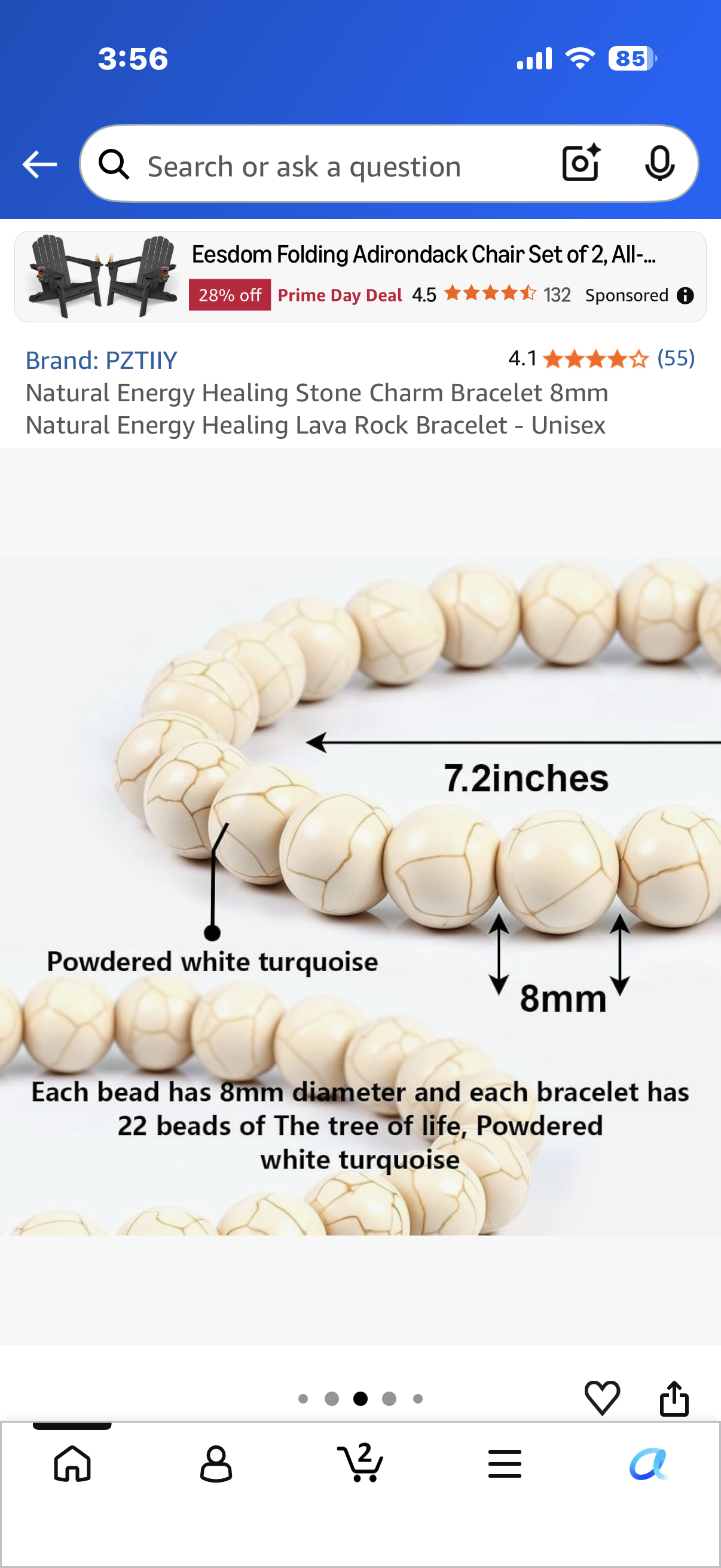 Natural Energy Healing Stone Charm Bracelet 8mm Natural Energy Healing Lava Rock Bracelet - Unisex