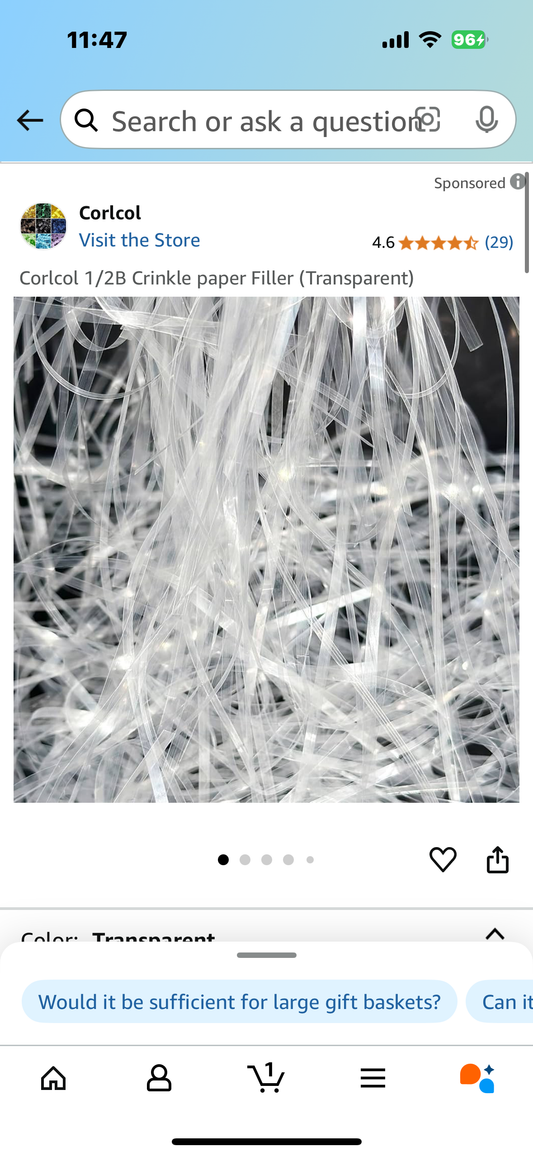 Corlcol 1/2B Crinkle paper Filler (Transparent