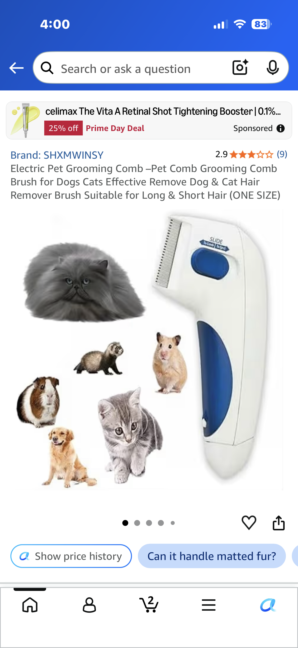Electric Pet Grooming Comb –Pet Comb Grooming Comb Brush for Dogs Cats Effective Remove Dog & Cat Hair Remover Brush Suitable for Long & Short Hair (ONE SIZE
