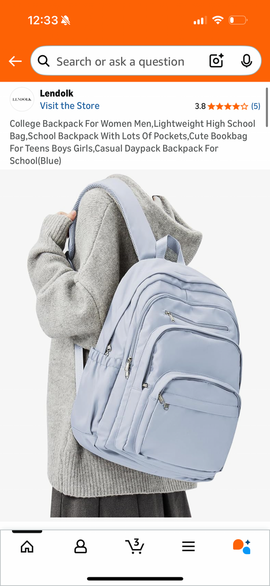 College Backpack For Women Men,Lightweight High School Bag,School Backpack With Lots Of Pockets,Cute Bookbag For Teens Boys Girls,Casual Daypack Backpack For School(Blue)