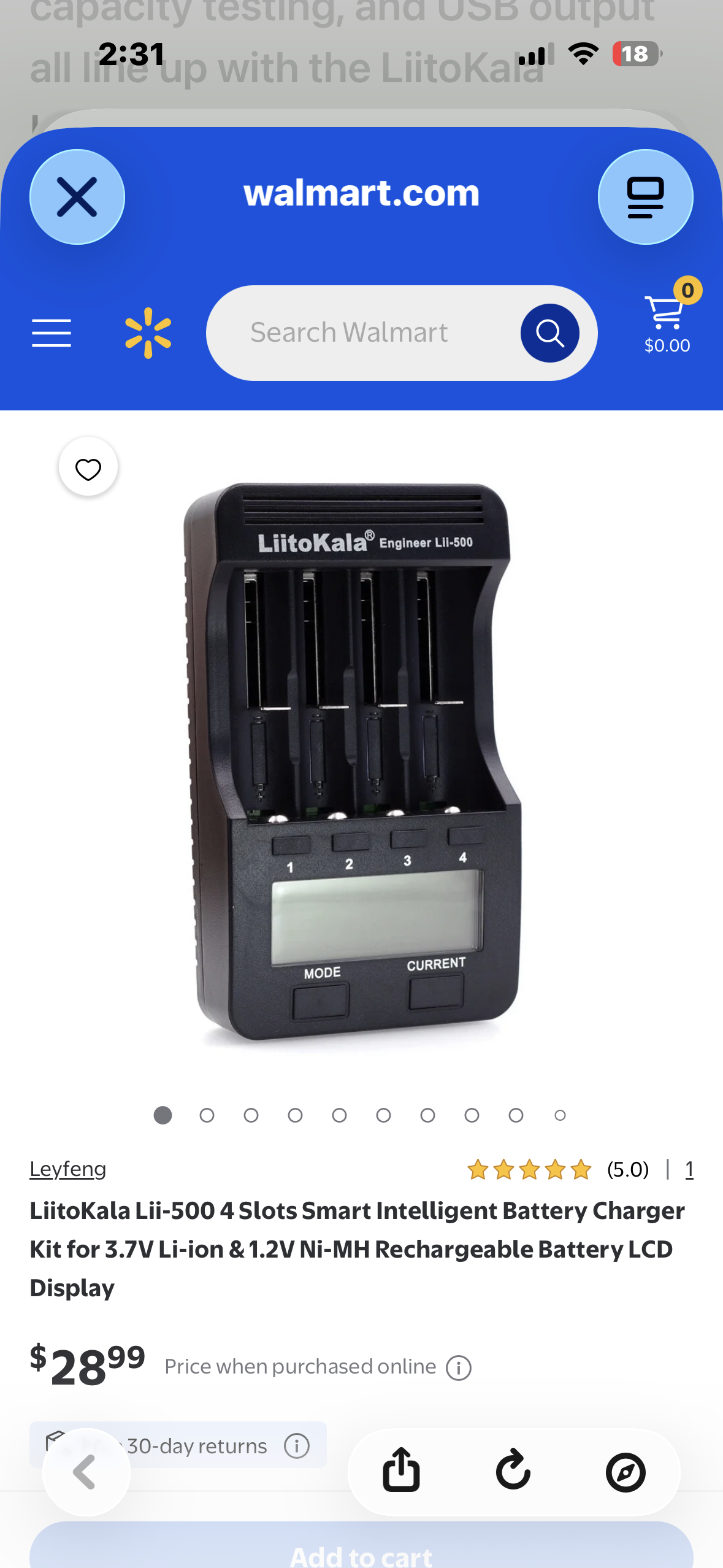 Lii-500 4 Slots Smart Intelligent Battery Charger Kit for 3.7V Li-ion & 1.2V Ni-MH Rechargeable Battery LCD Display
