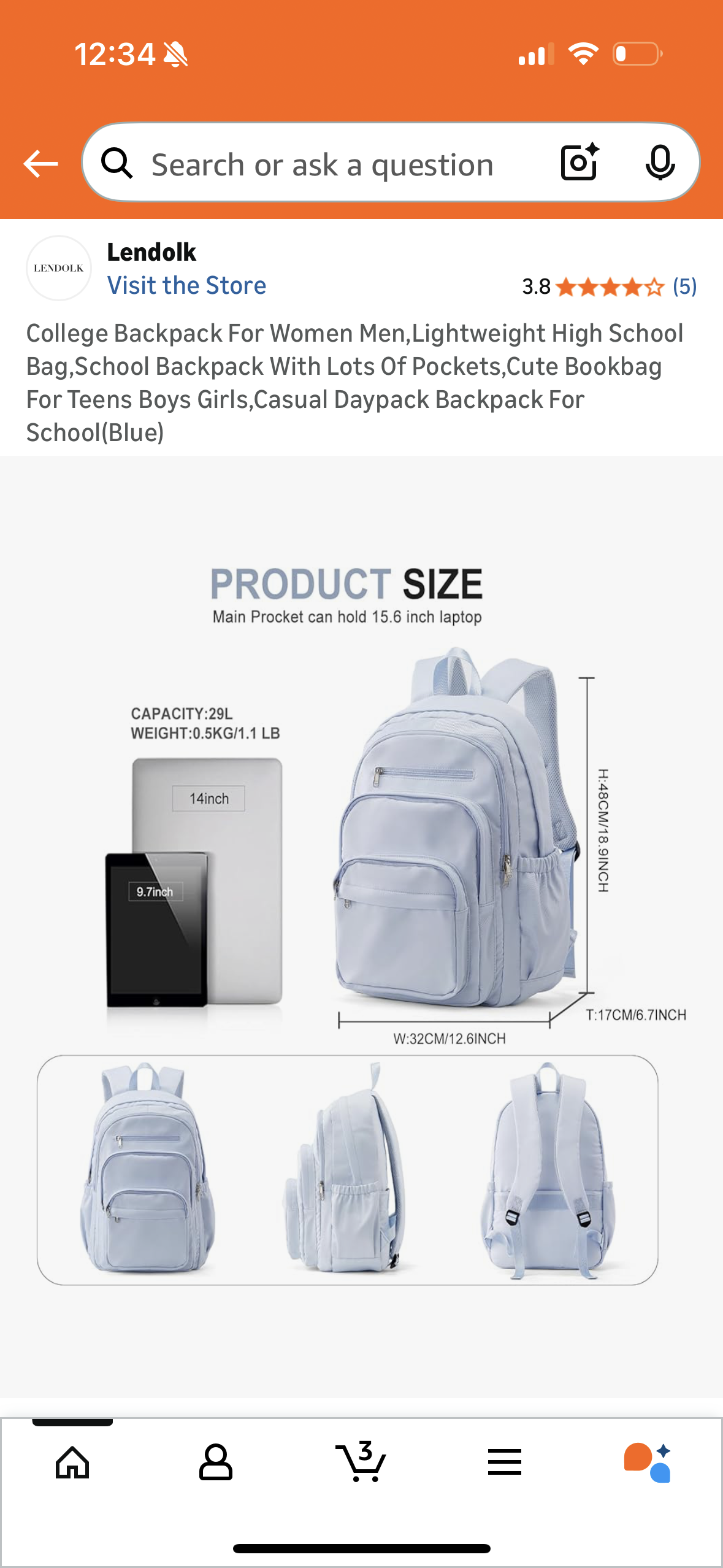 College Backpack For Women Men,Lightweight High School Bag,School Backpack With Lots Of Pockets,Cute Bookbag For Teens Boys Girls,Casual Daypack Backpack For School(Blue)