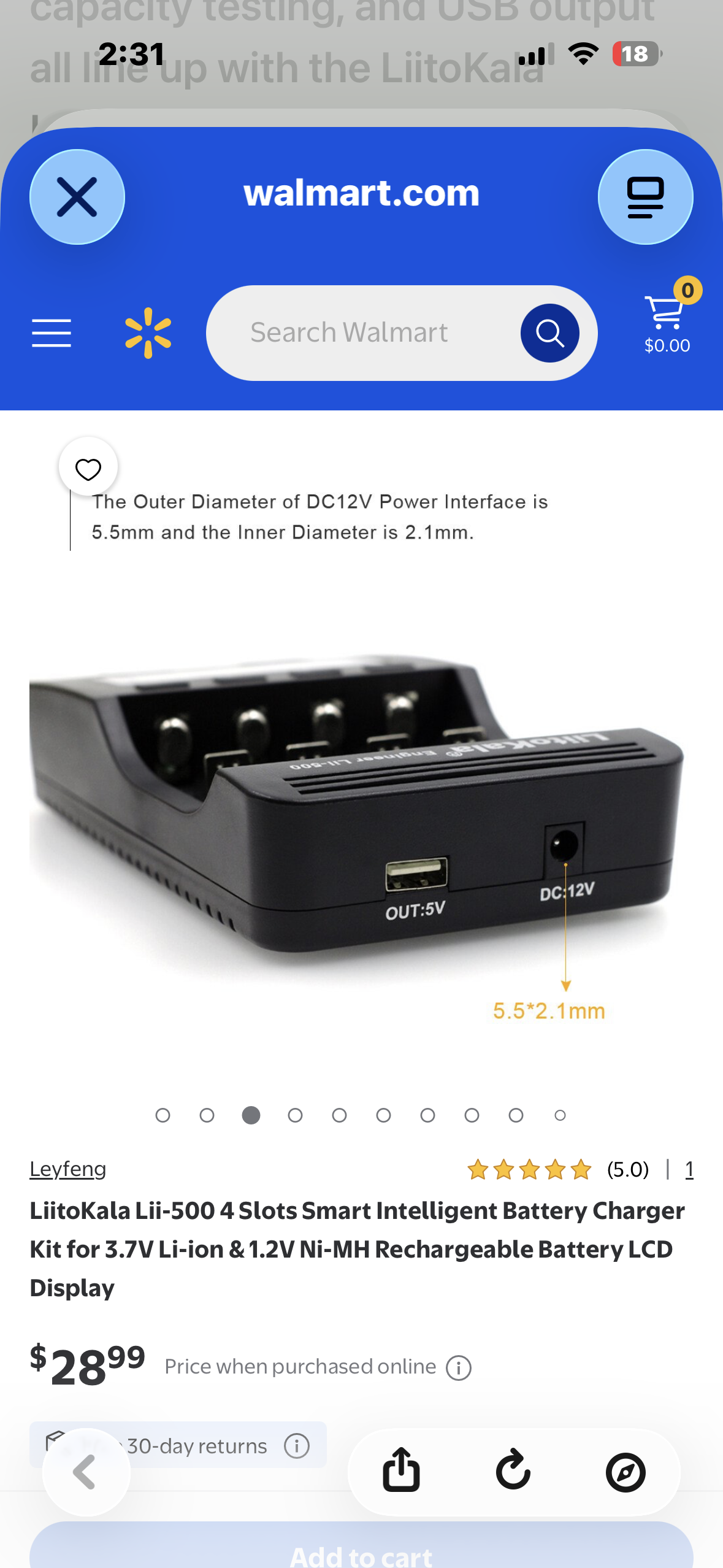 Lii-500 4 Slots Smart Intelligent Battery Charger Kit for 3.7V Li-ion & 1.2V Ni-MH Rechargeable Battery LCD Display
