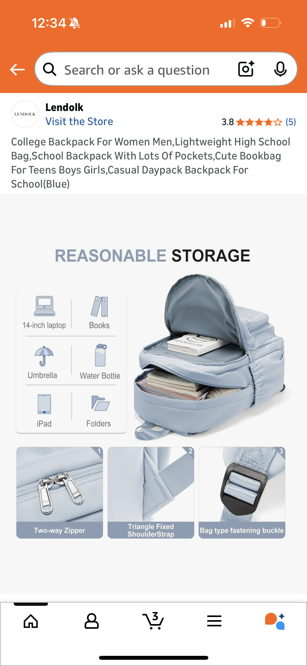 College Backpack For Women Men,Lightweight High School Bag,School Backpack With Lots Of Pockets,Cute Bookbag For Teens Boys Girls,Casual Daypack Backpack For School(Blue)