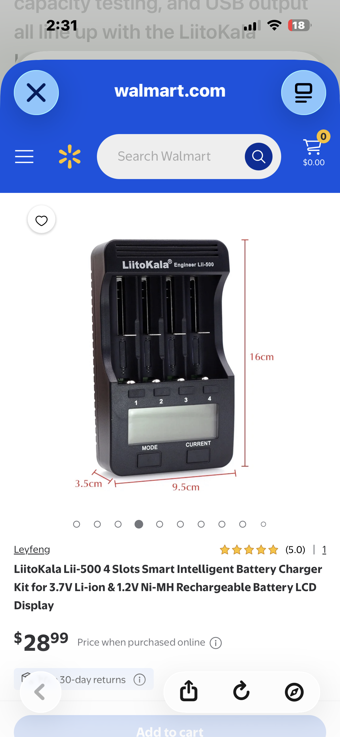 Lii-500 4 Slots Smart Intelligent Battery Charger Kit for 3.7V Li-ion & 1.2V Ni-MH Rechargeable Battery LCD Display