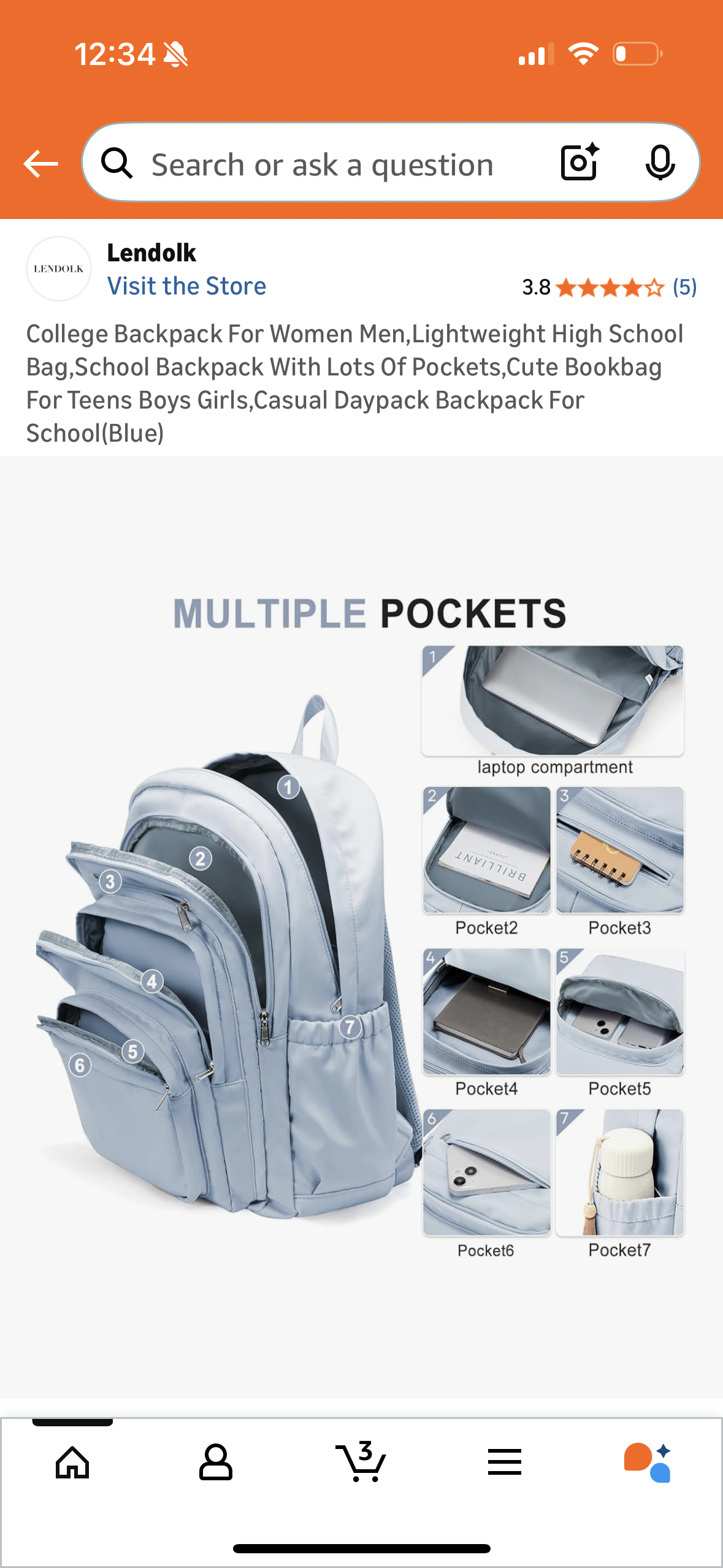 College Backpack For Women Men,Lightweight High School Bag,School Backpack With Lots Of Pockets,Cute Bookbag For Teens Boys Girls,Casual Daypack Backpack For School(Blue)