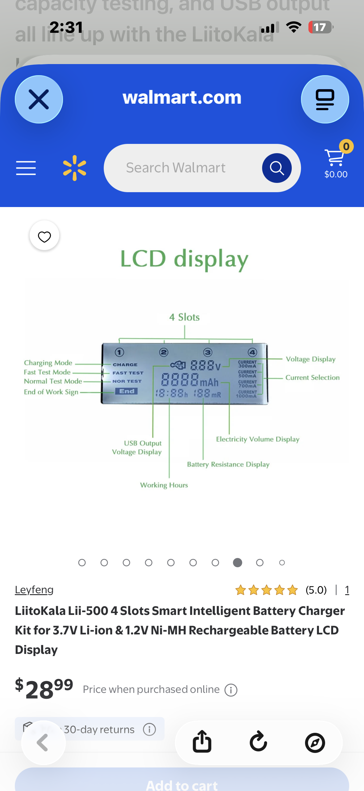 Lii-500 4 Slots Smart Intelligent Battery Charger Kit for 3.7V Li-ion & 1.2V Ni-MH Rechargeable Battery LCD Display