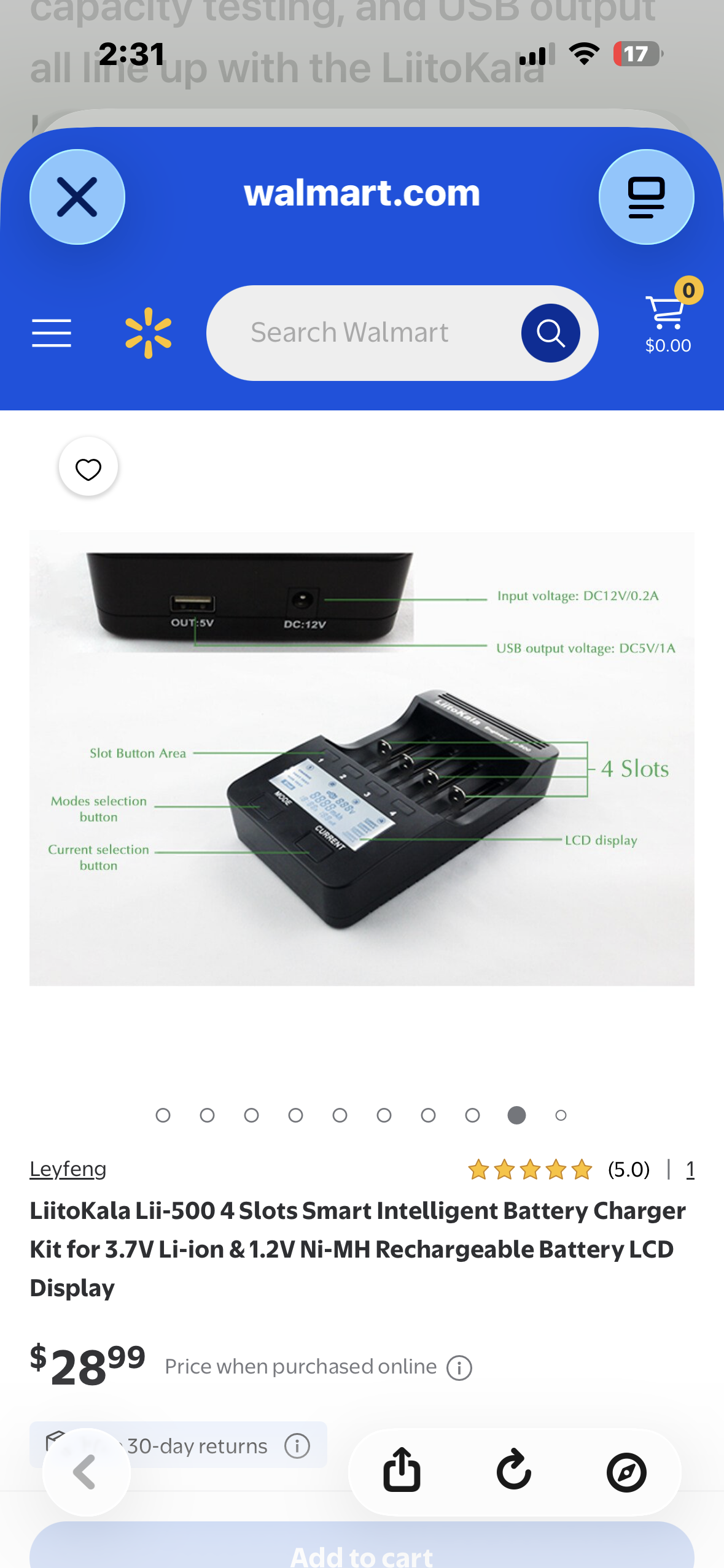 Lii-500 4 Slots Smart Intelligent Battery Charger Kit for 3.7V Li-ion & 1.2V Ni-MH Rechargeable Battery LCD Display